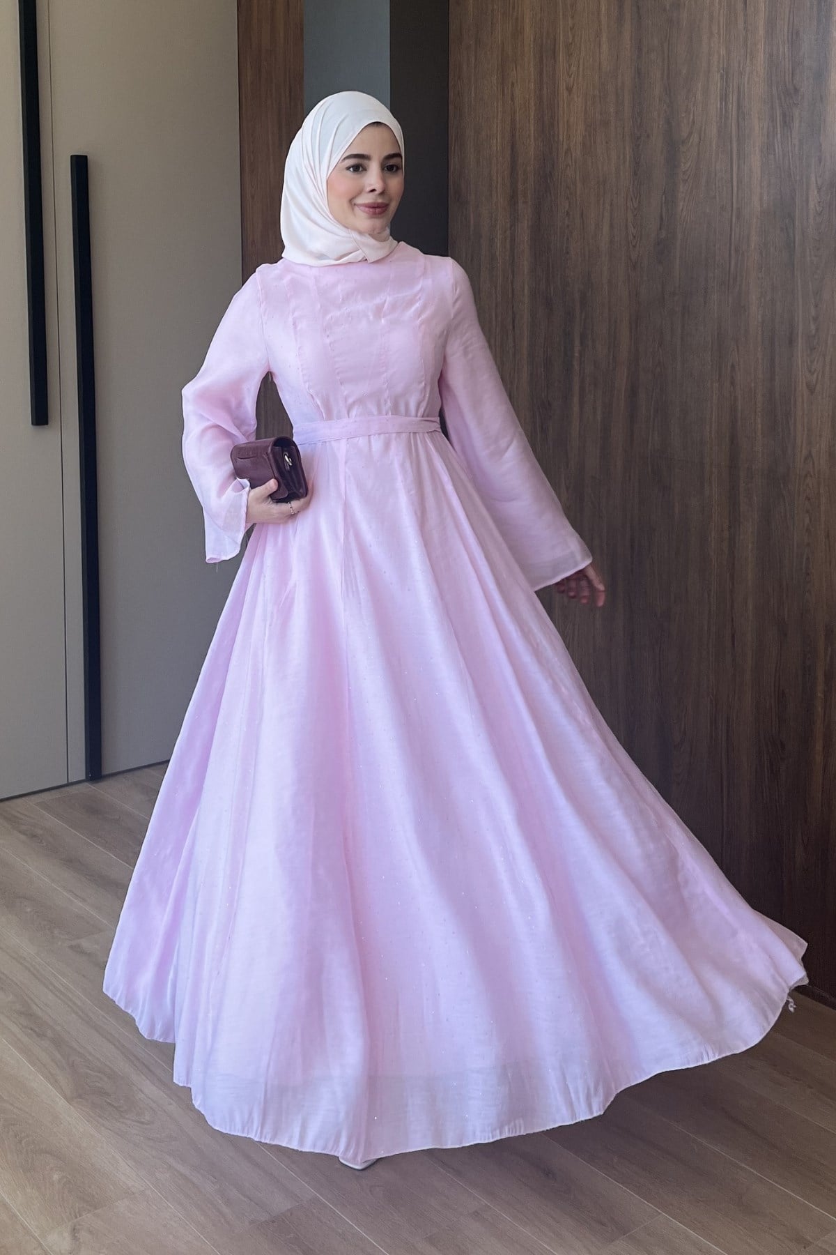 ELBİSETaşlı Elbise 1205 Pudra 