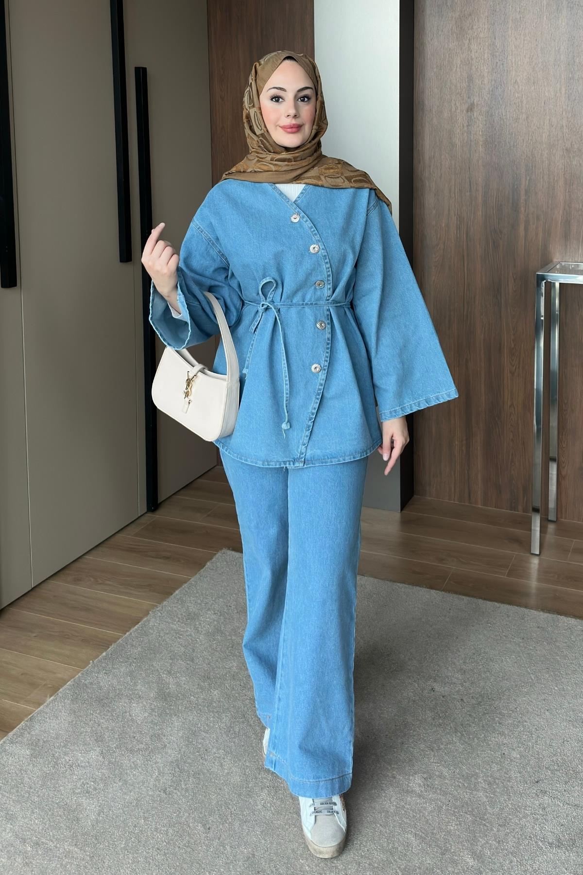 TAKIMAsimetrik Kesim Kot Takım 1056 Denim
