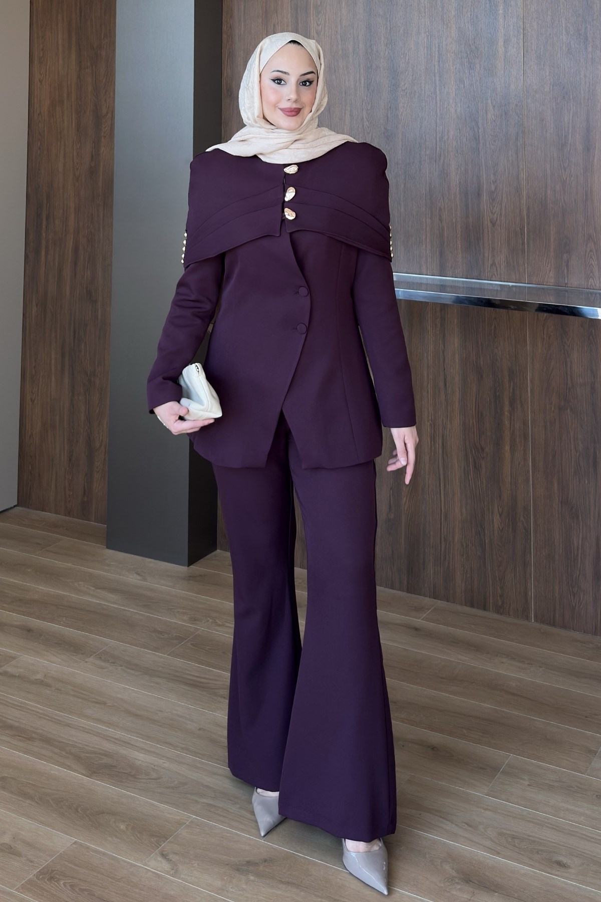TAKIMCeketli Pelerinli Takım 1184 Bordo