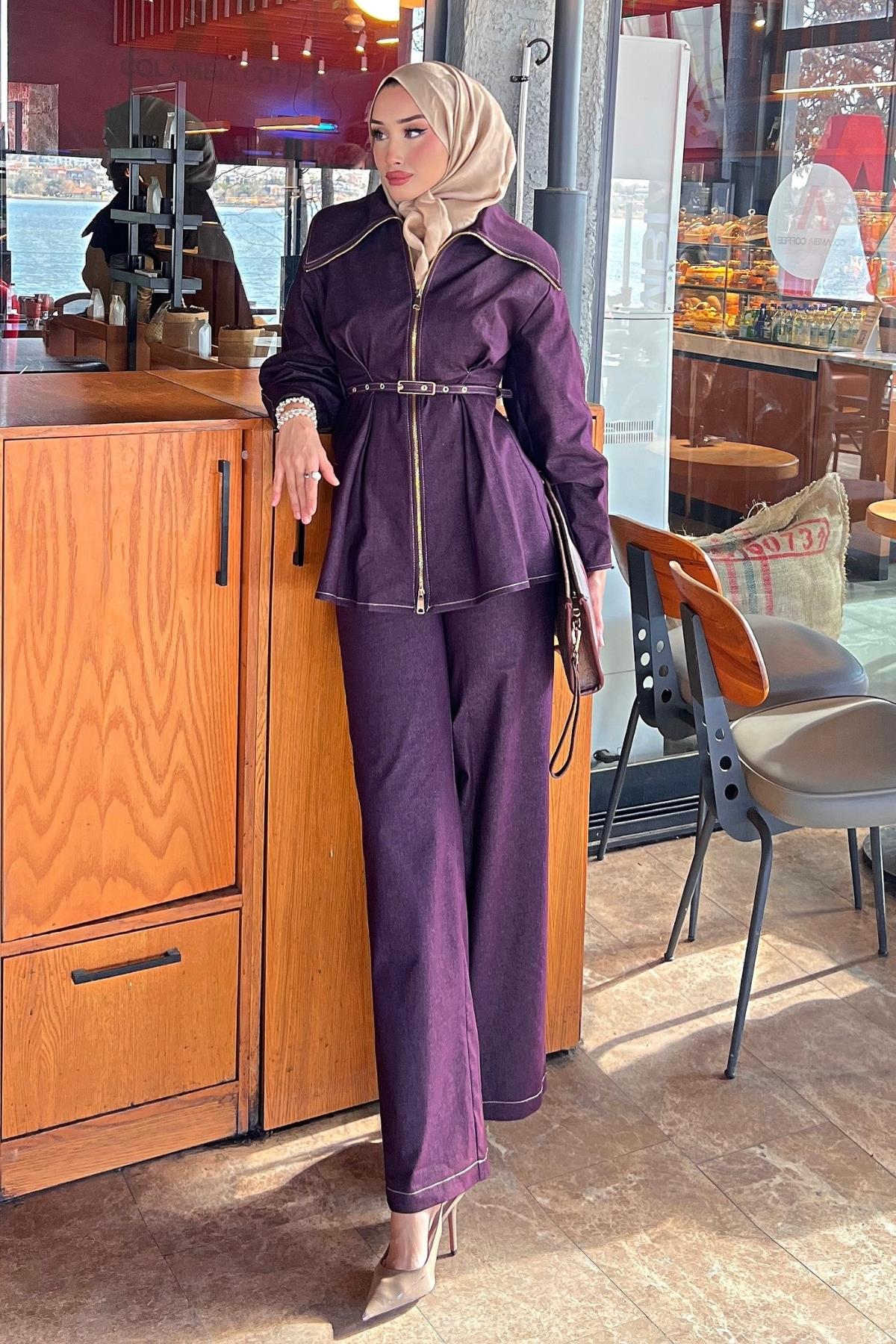 TAKIMElisa Denim Takım 1064 Mürdüm