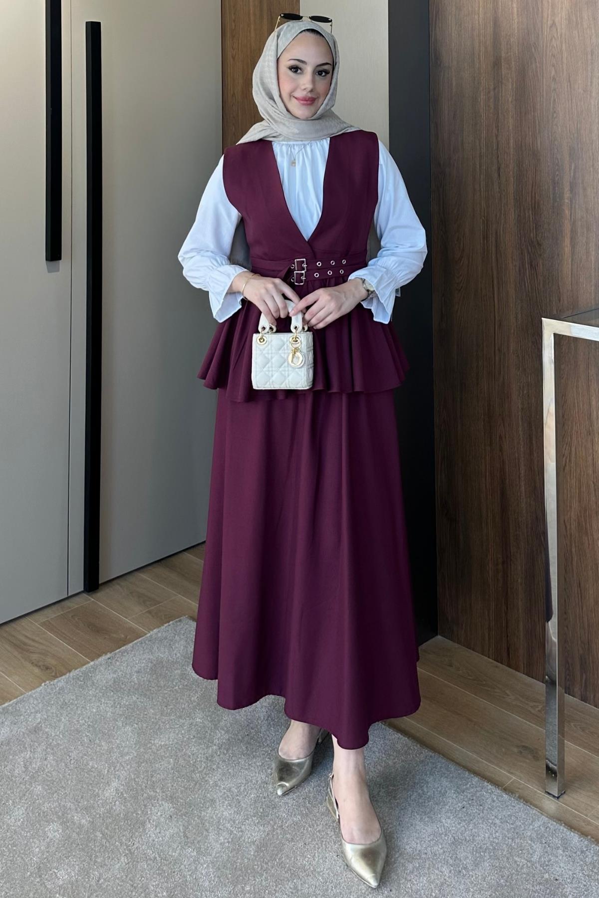 TAKIMKemer Detaylı Takım 1113 Bordo