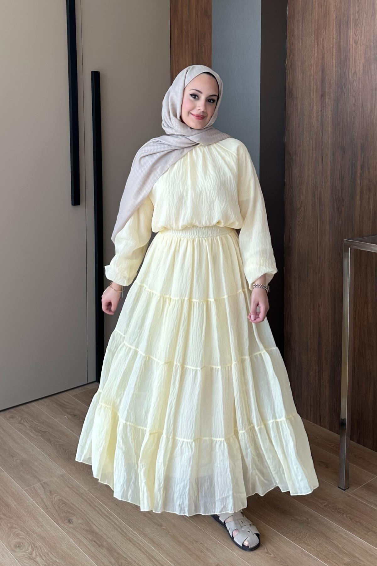 TAKIMŞifon Etekli Takım 1098 Sarı