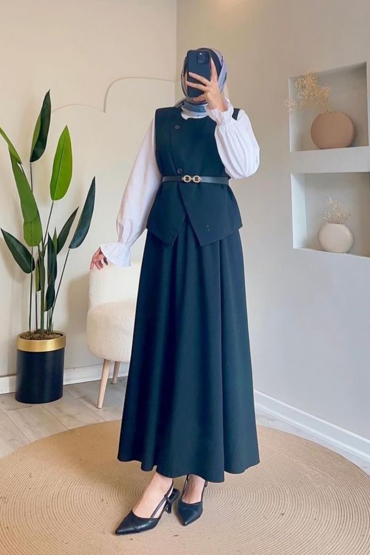 TAKIMYelekli Etekli  Takım 51007 Siyah