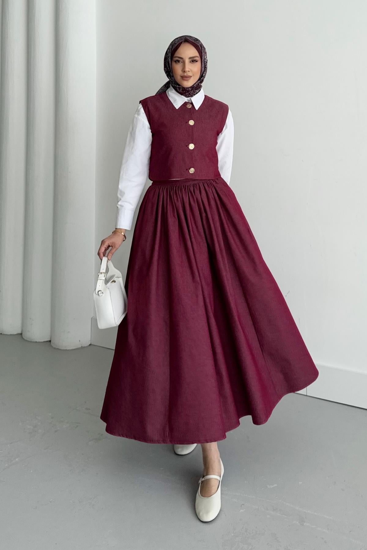 TAKIMYelekli Tencel Takım 1079 Bordo 