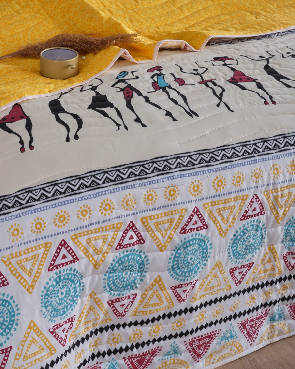 Boho Harmony Premium Çift Taraflı Pamuklu Kapitone Yatak Örtüsü 160x230 cm 
