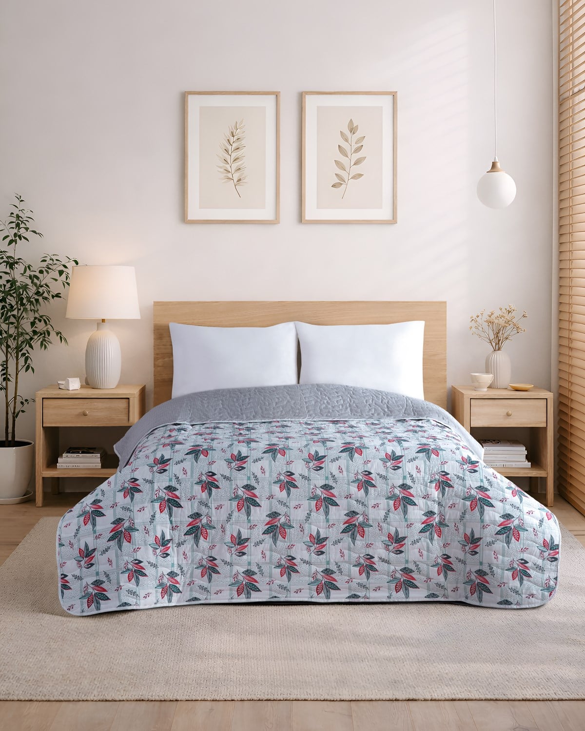 Calm Garden Premium Çift Taraflı Pamuklu Kapitone Yatak Örtüsü 210x230 cm