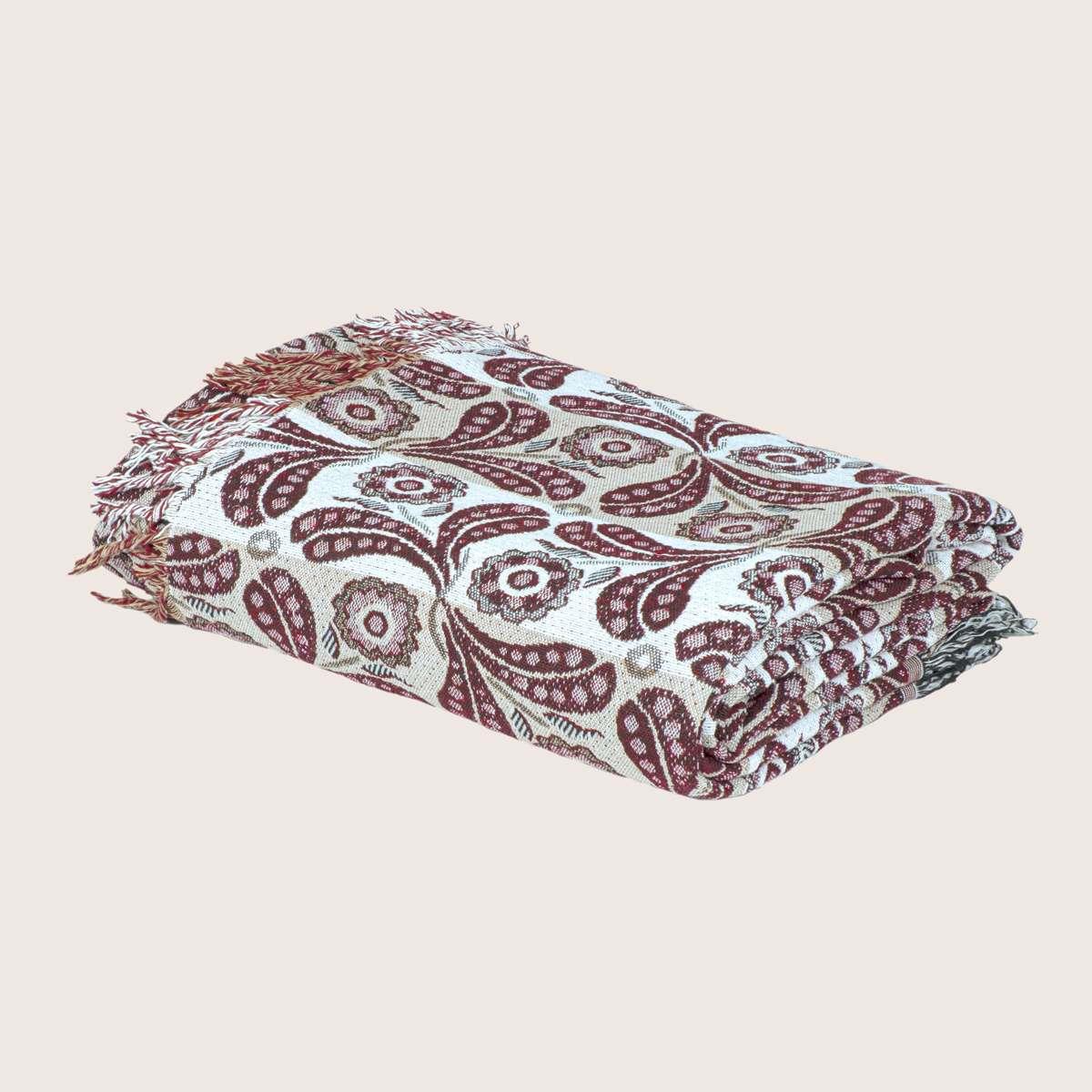 Jakarlı Pamuk Vintage Çok Amaçlı Koltuk Örtüsü 180x220
