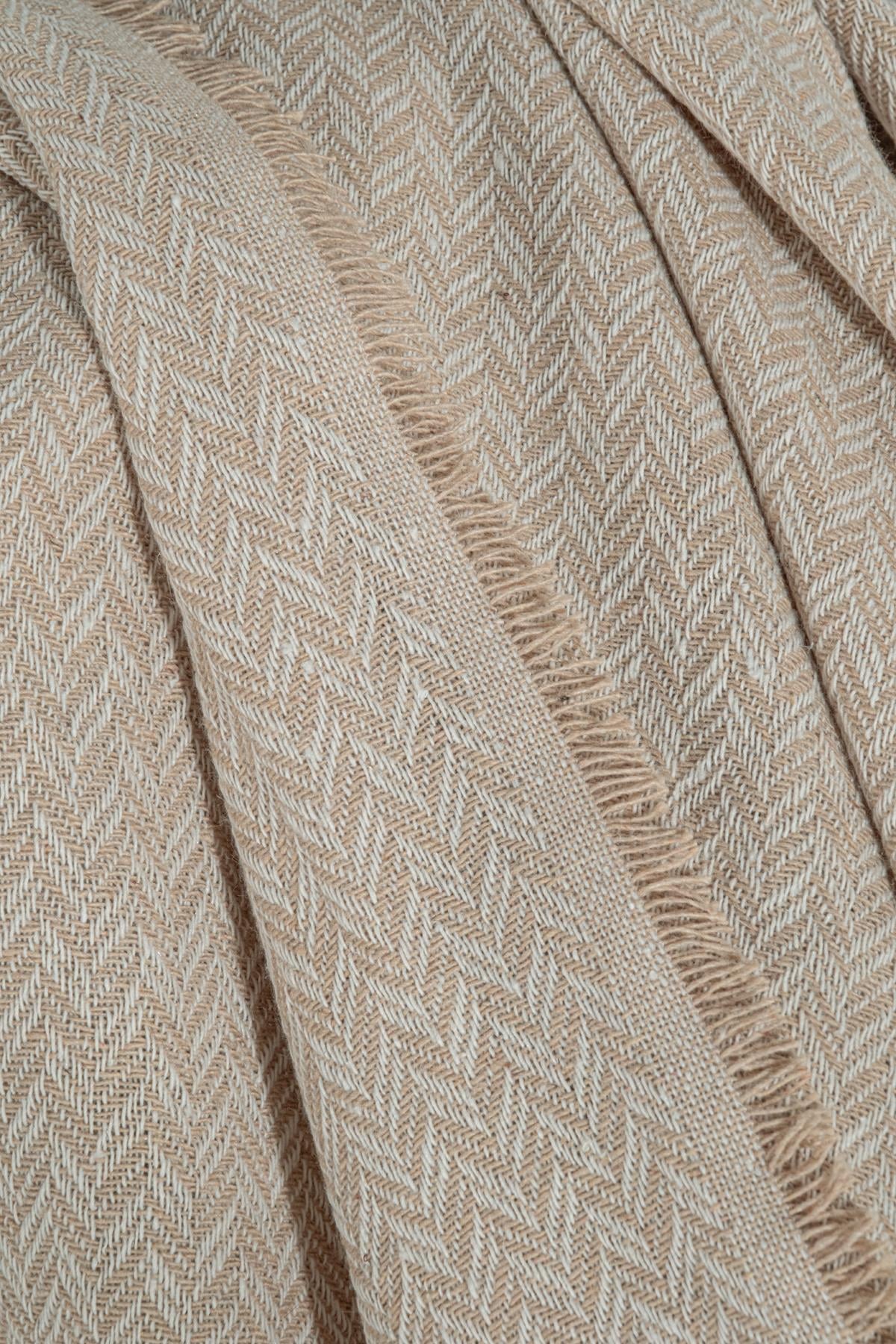 Pamuklu Çift Kişilik Saçaklı Koltuk Şalı Sütlü Kahve 175x210 cm
