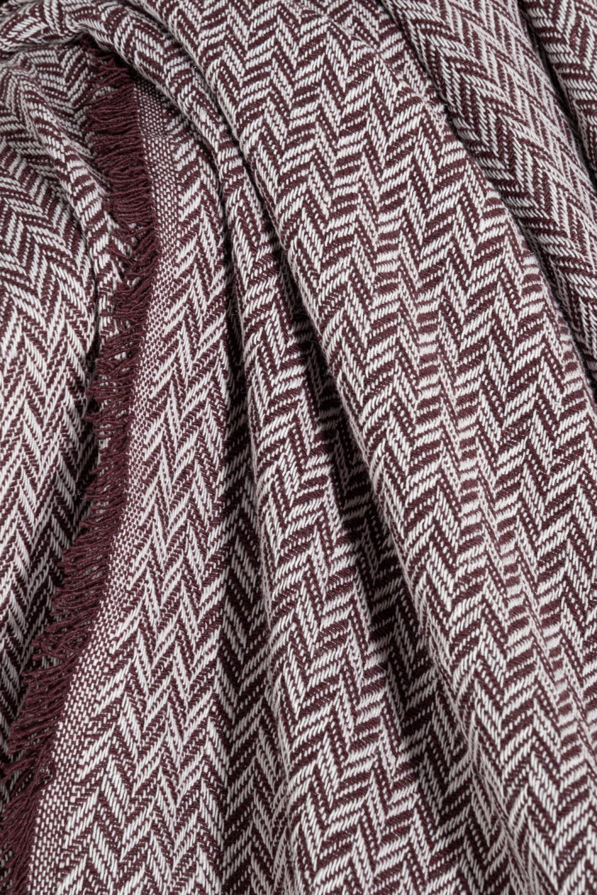 Pamuklu Çift Kişilik Saçaklı Koltuk Şalı Bordo 175x210 cm