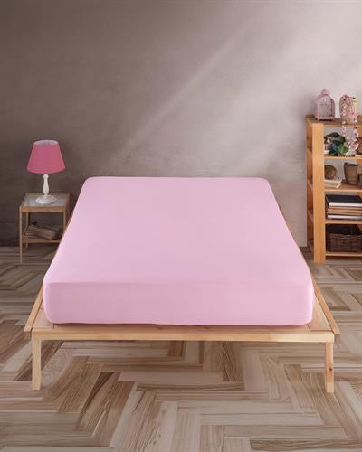 %100 Pamuklu Penye Lastikli Çarşaf Tek Kişilik / Pembe 