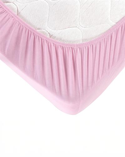 %100 Pamuklu Penye Lastikli Çarşaf Tek Kişilik / Pembe 