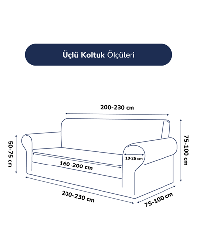 3.3.1.1 Koltuk Örtüsü Krem Koltuk Kılıfı Takımı Lastikli Sofa Cover / Gri