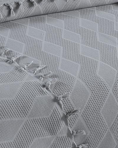 Çift Kişilik Gri Jakar Desen Pamuklu 220x240 cm / 4 Mevsim 