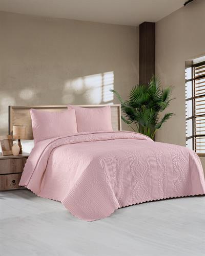 Jumbo Soft Çift Taraflı Çift Kişilik Yatak Örtüsü 3 Parça / Pembe