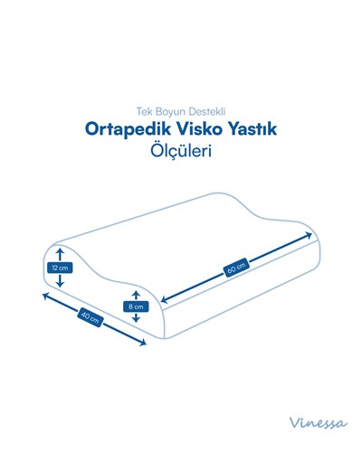 Ortapedik Tek Boyun Destekli Visko Yastık 60x40x12x8 Cm