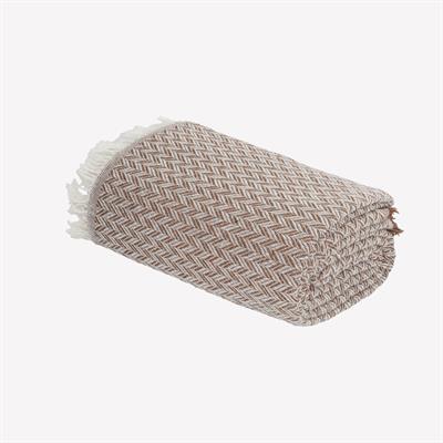 Pamuklu Çift Kişilik Saçaklı Koltuk Şalı Kahve 175x210 cm