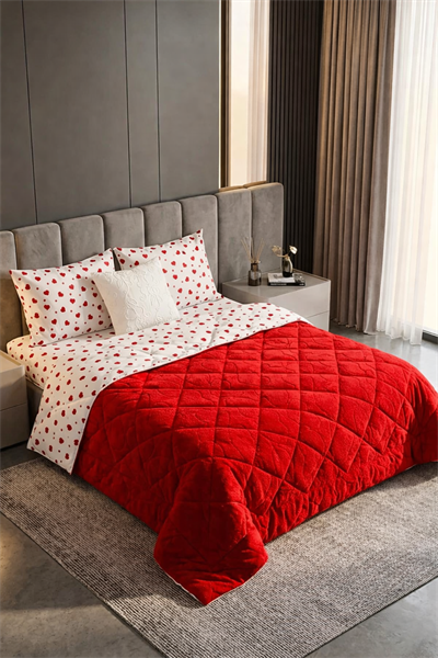 Premium Kalpli Çift Kişilik Wellsoft Uyku Seti 160x200 Lastikli Çarşaflı