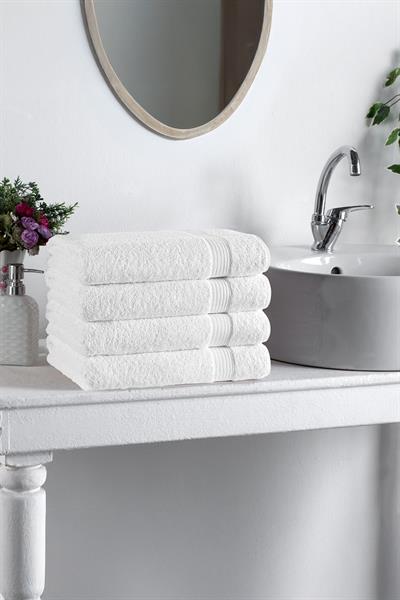 Sarah %100 Pamuk 4lü Beyaz Banyo Havlusu 70x140cm 