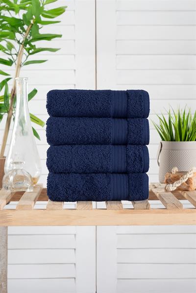 Sarah %100 Pamuk 4lü Lacivert El&Yüz Havlusu 40x70 Cm