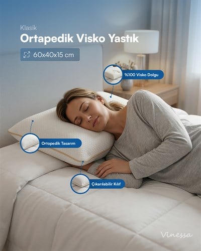Tombul Ortapedik Visko Yastık 60x40x15 Cm