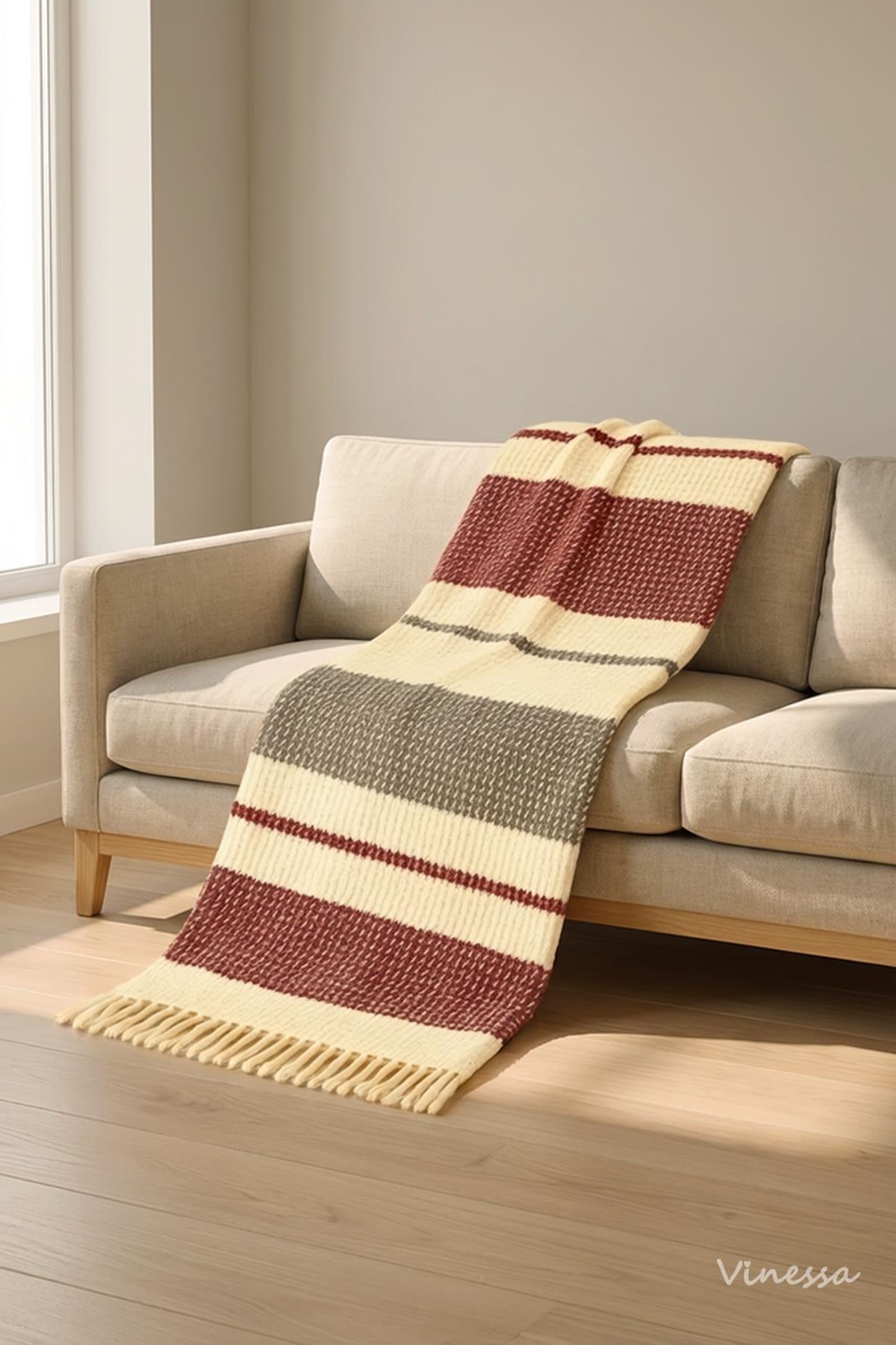 Cozy Life Pamuklu Skoç Tv Battaniyesi 130x170 / Vera Bordo