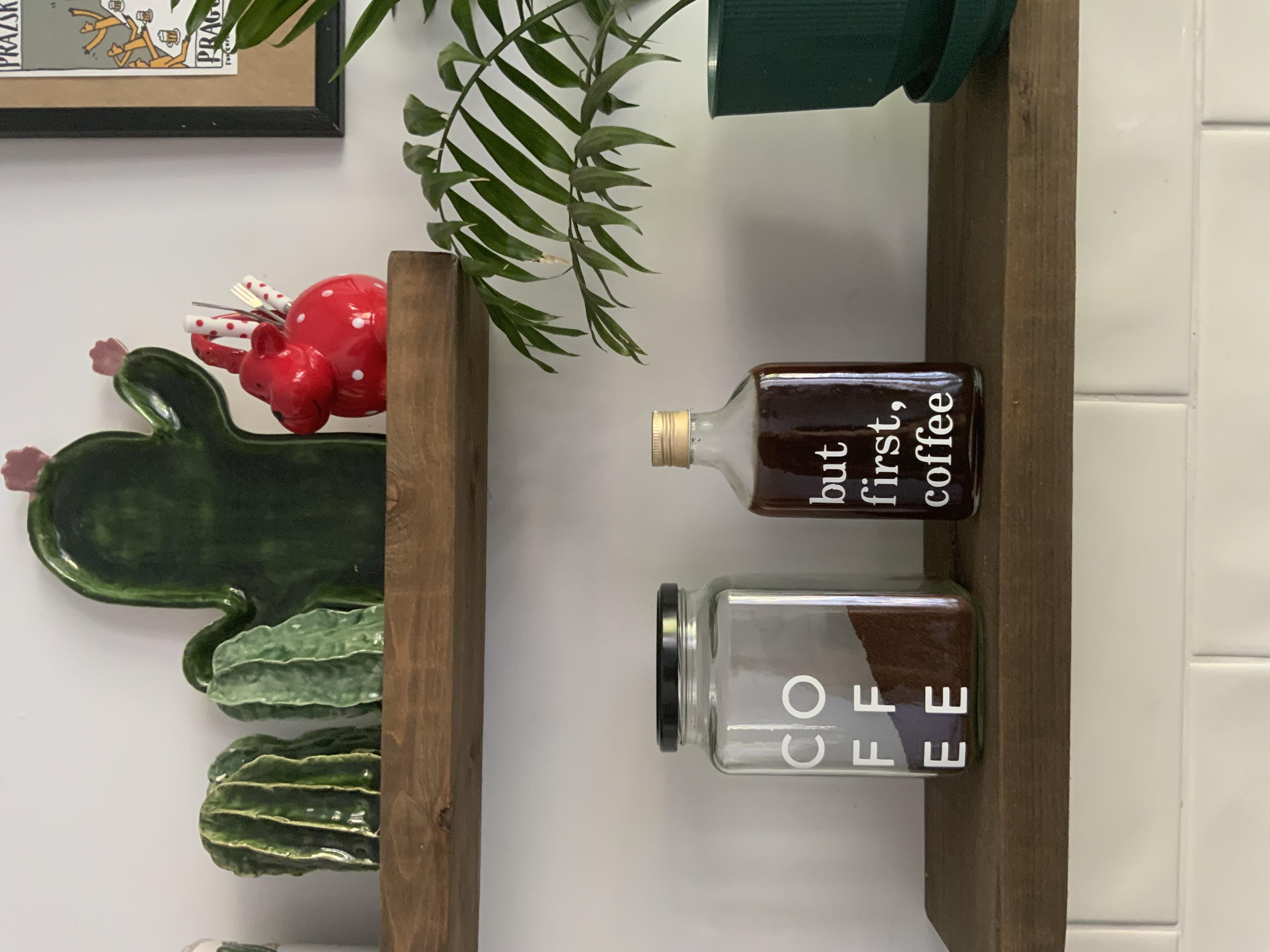 2li set Cam kahve kurabiye kavanozu ve Cold brew şişesi dekoratif 