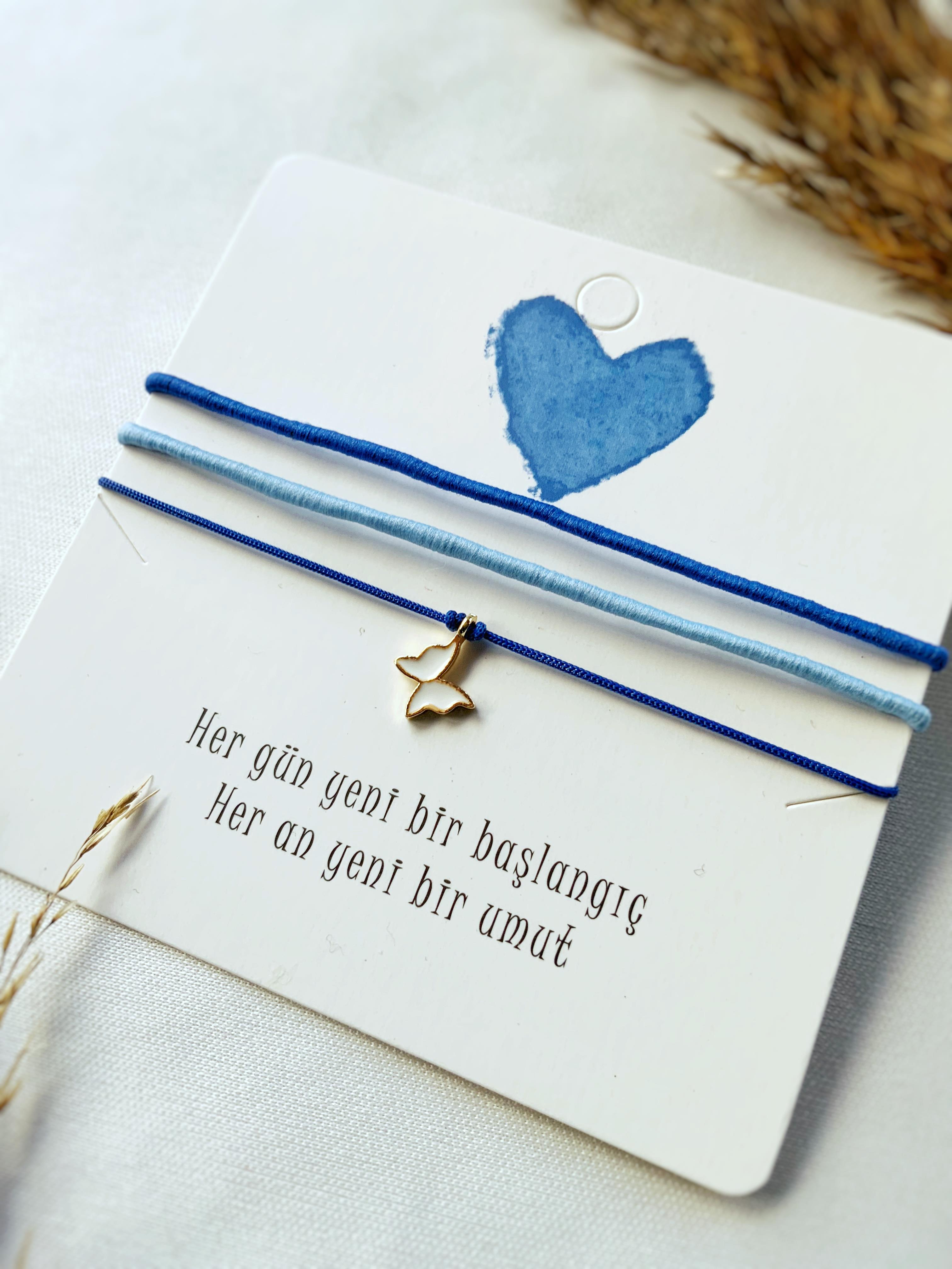 3lü Mavi Bileklik seti Kelebek