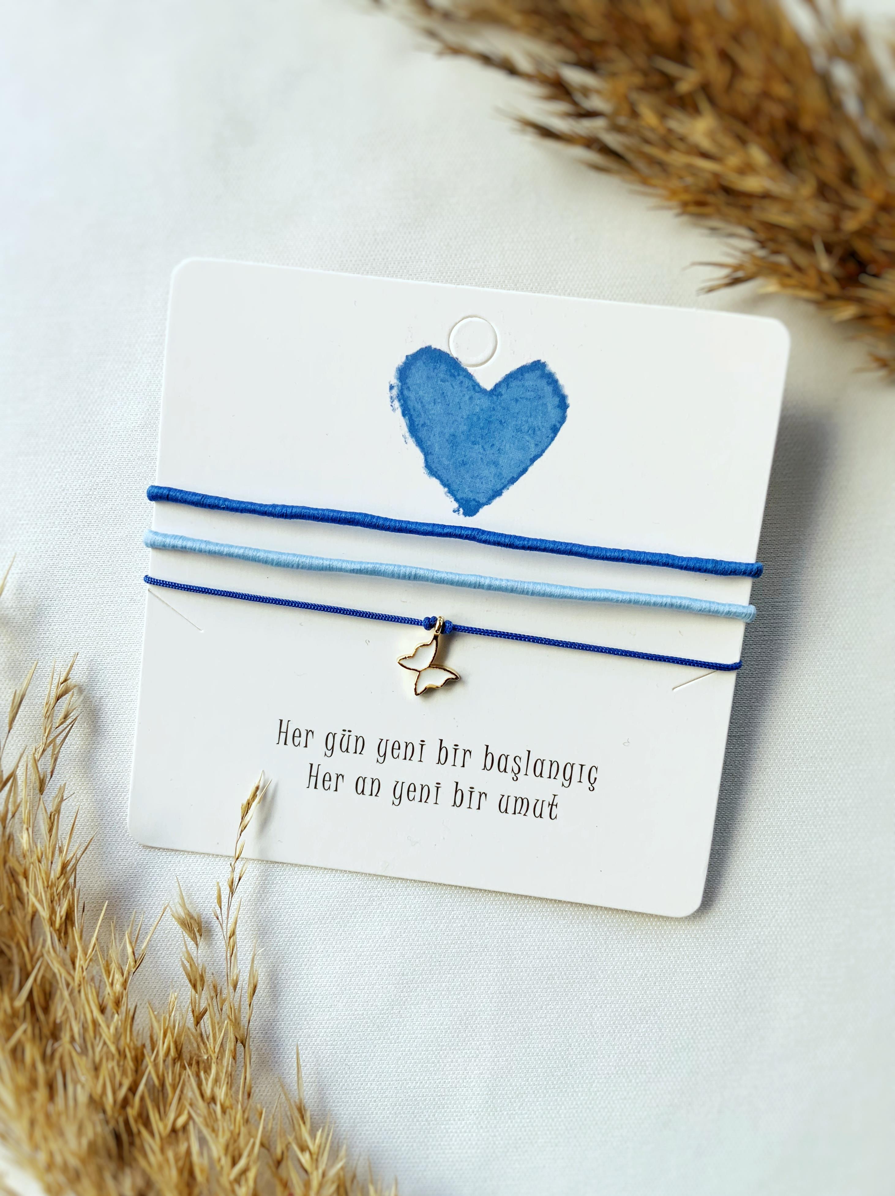 3lü Mavi Bileklik seti Kelebek