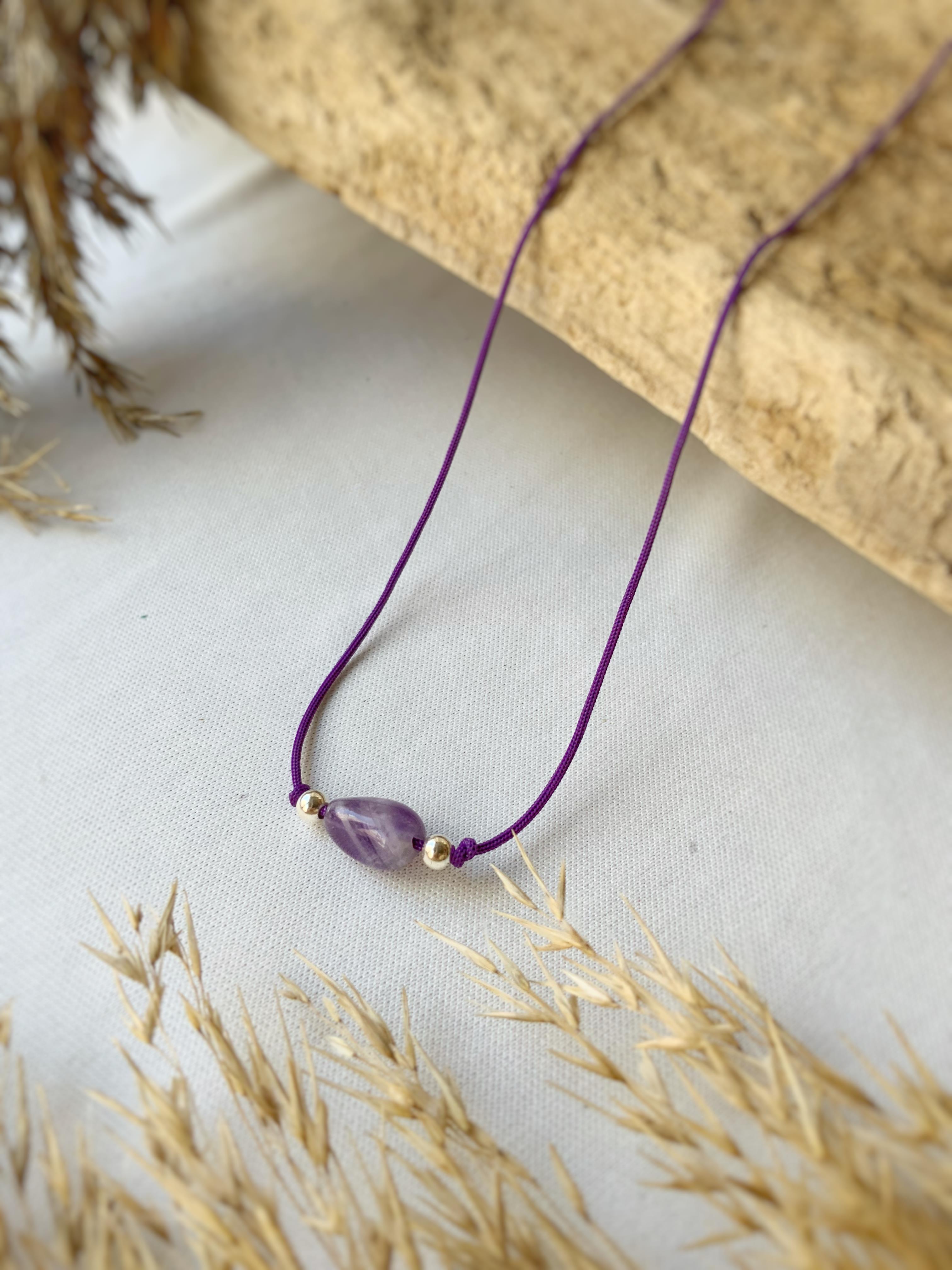 Ametist Minimal Gümüş Kolye