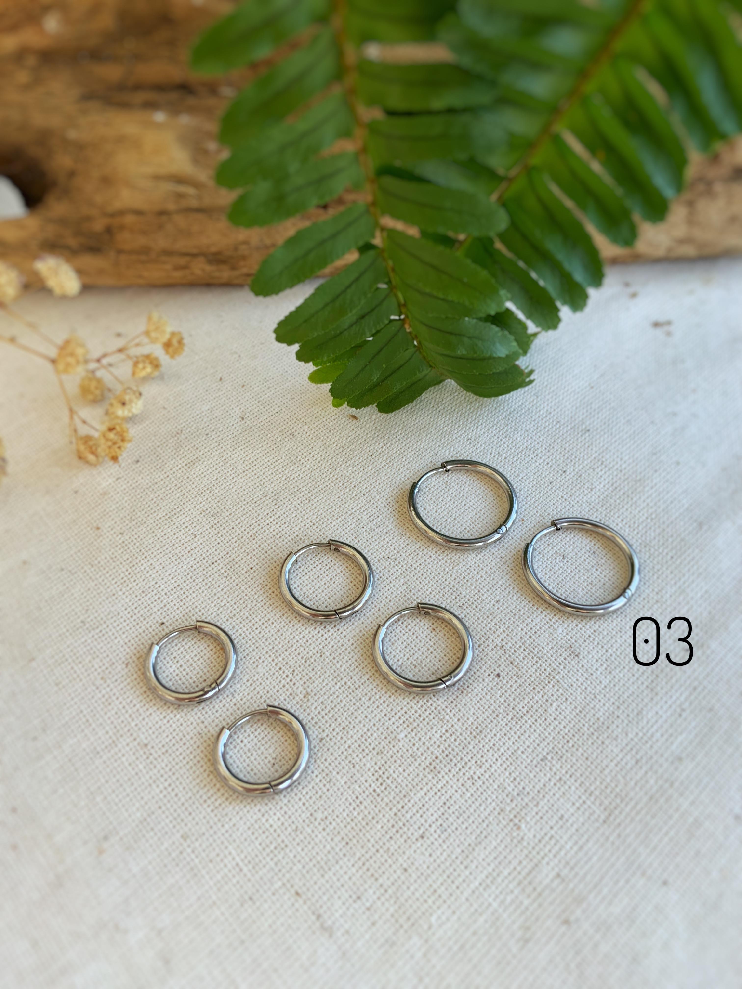 Çelik Halka Gümüş Küpe 03