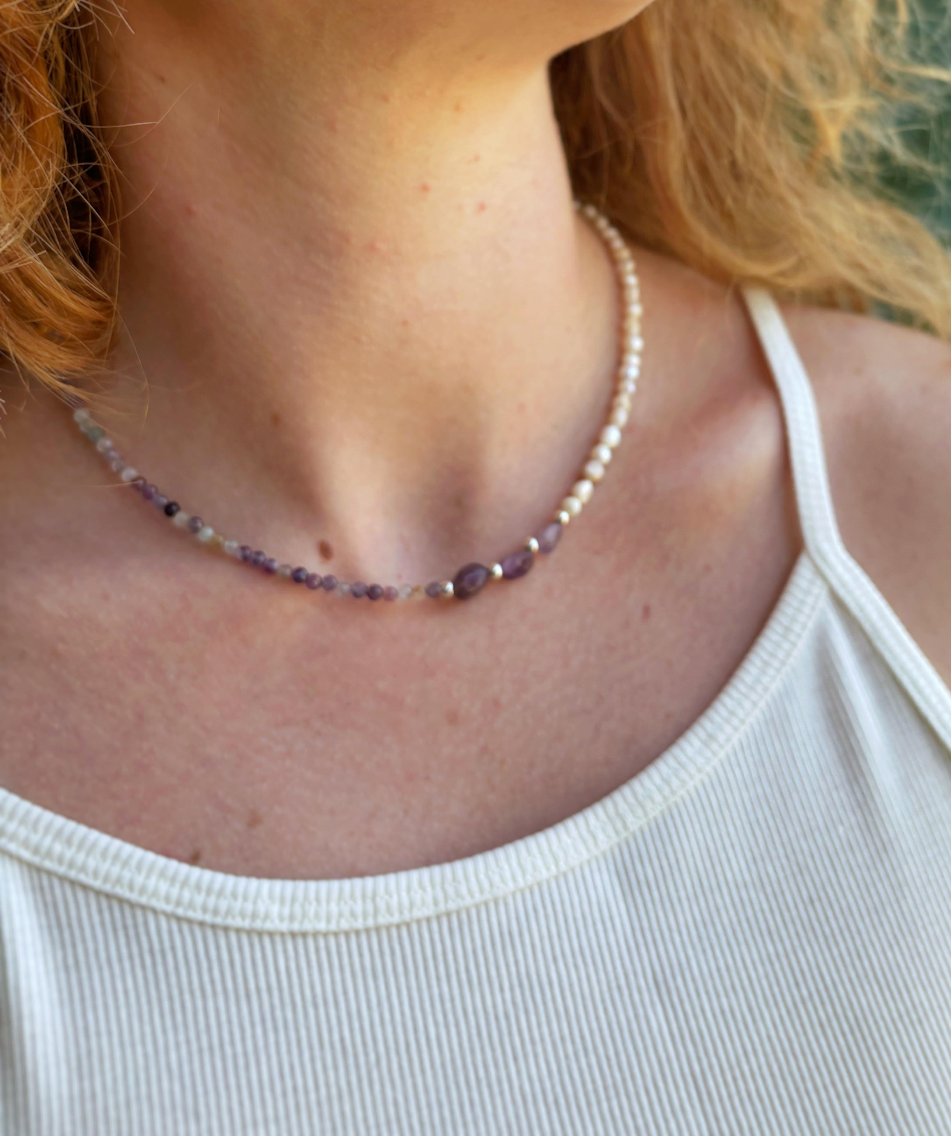 Elena Gerçek İnci Doğaltaş Kolye 