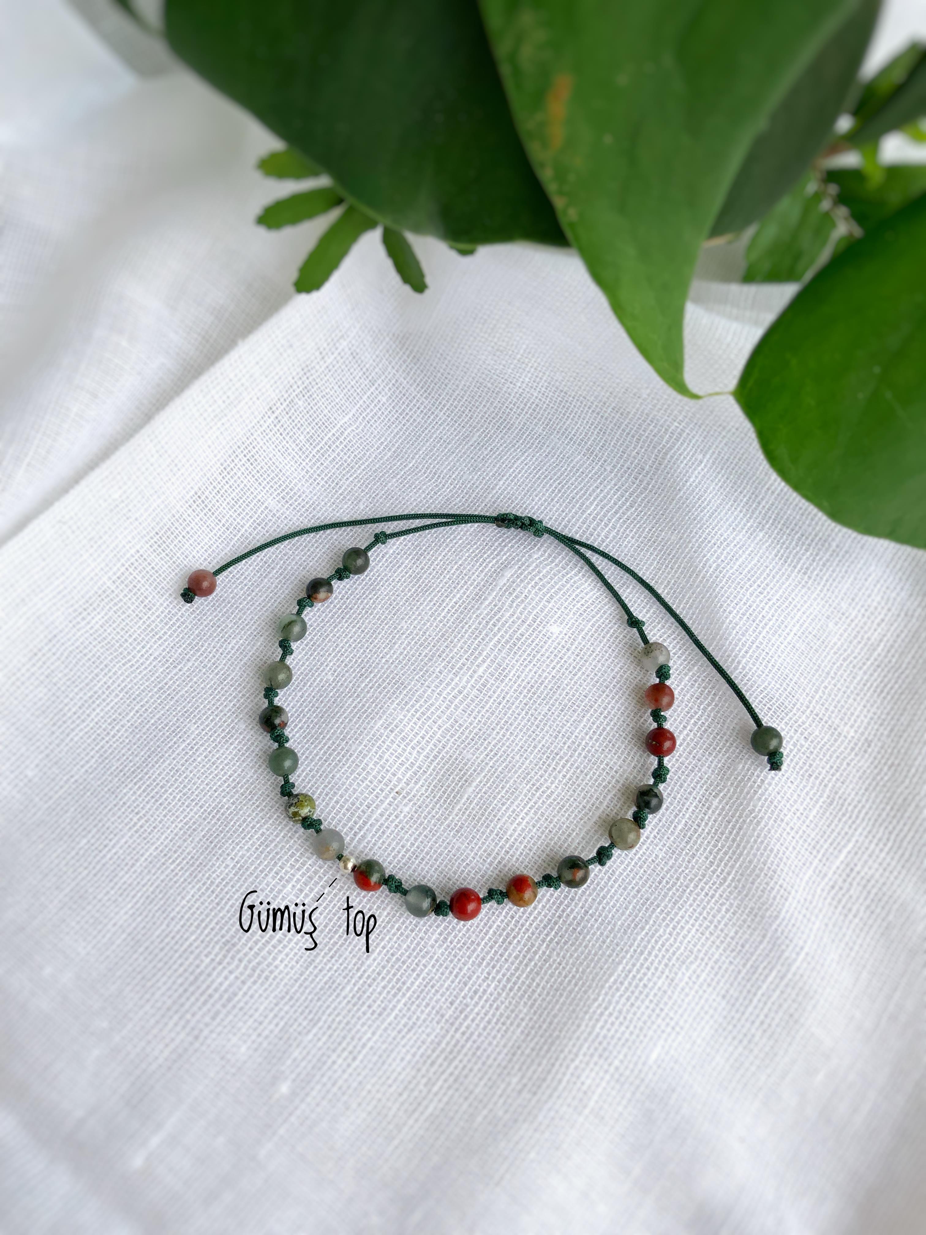 Kan Taşlı Gümüş Bileklik