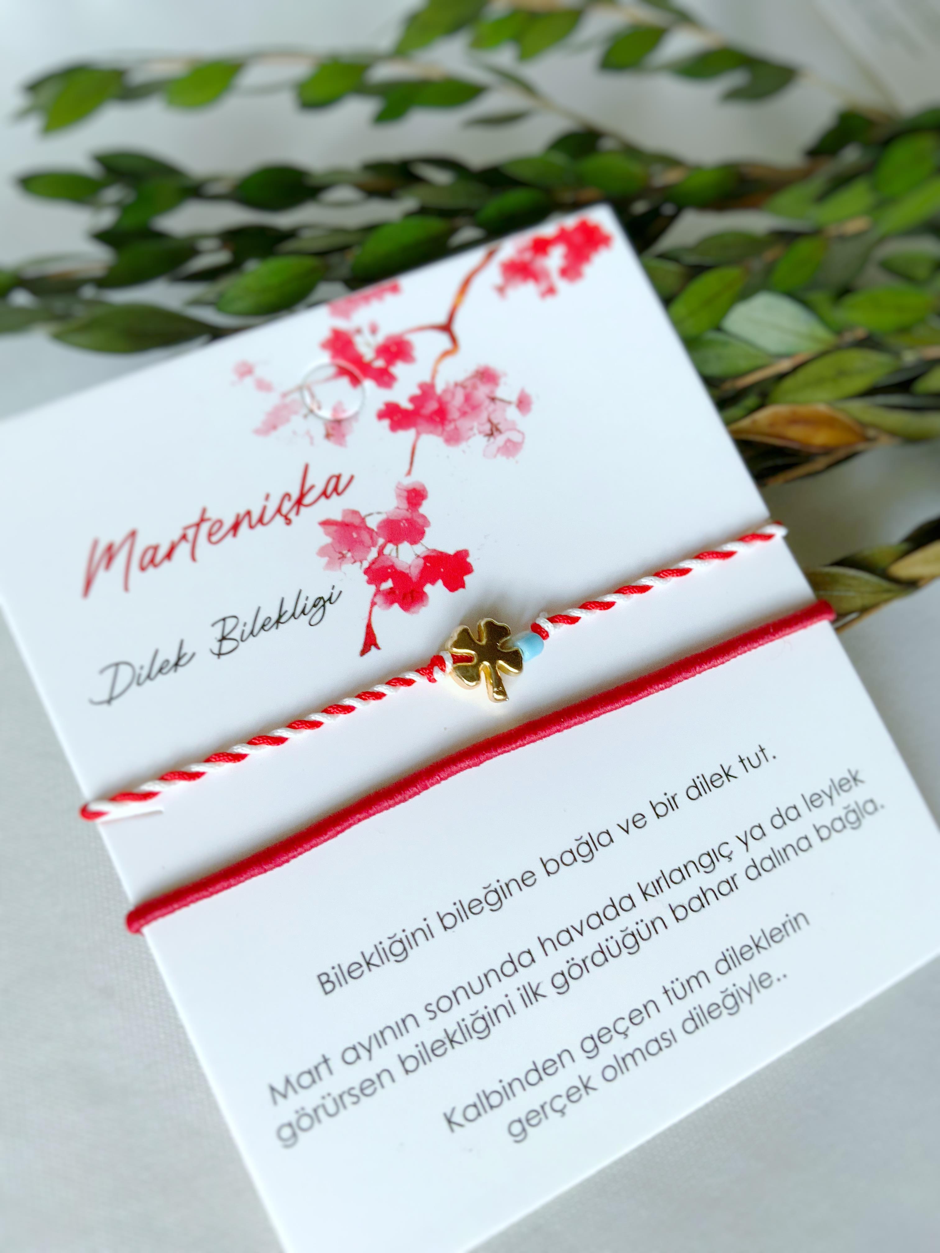 Mavi Boncuklu Bahar Dilek Bilekliği ☘️ Yonca