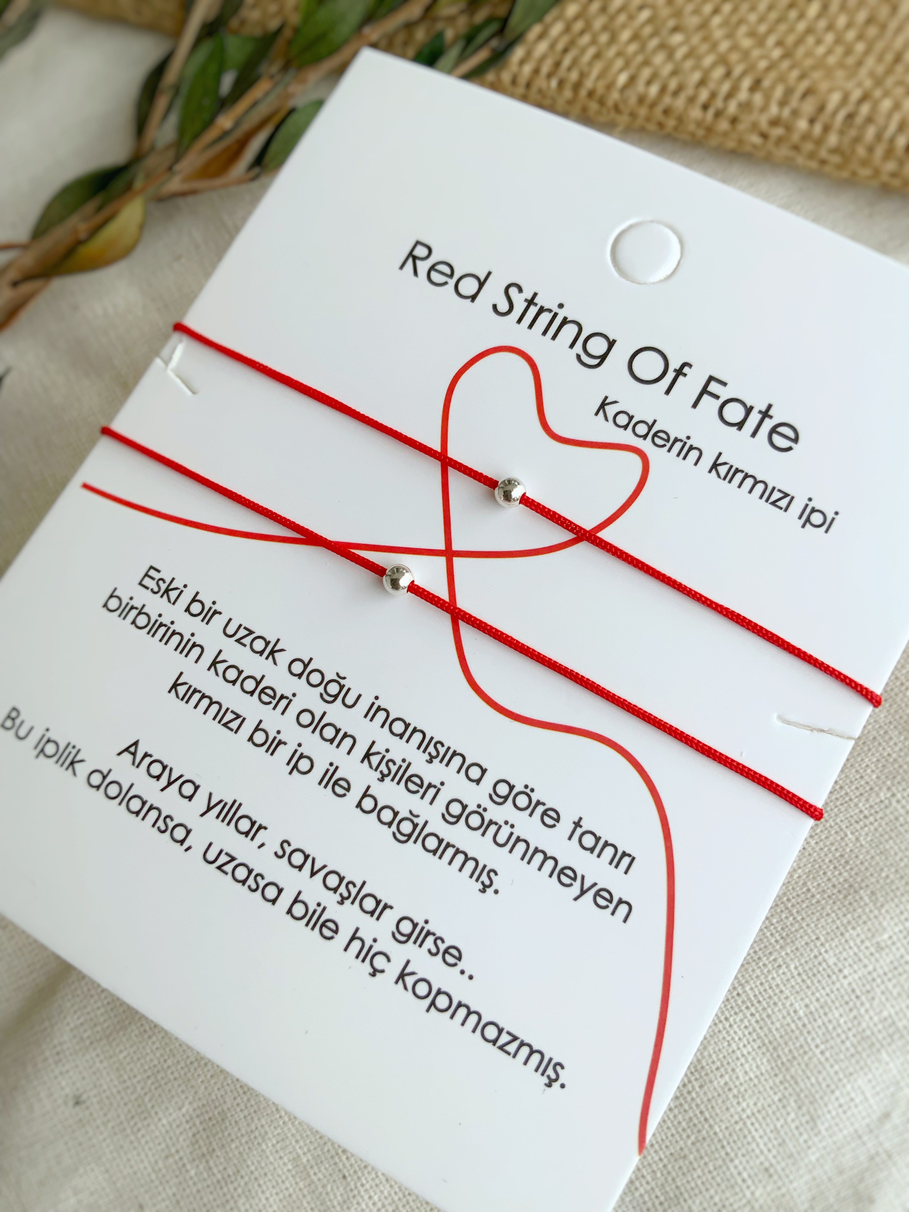 Red String 925 Ayar Gümüş Toplu 2li Kırmızı İp Çift Bileklik