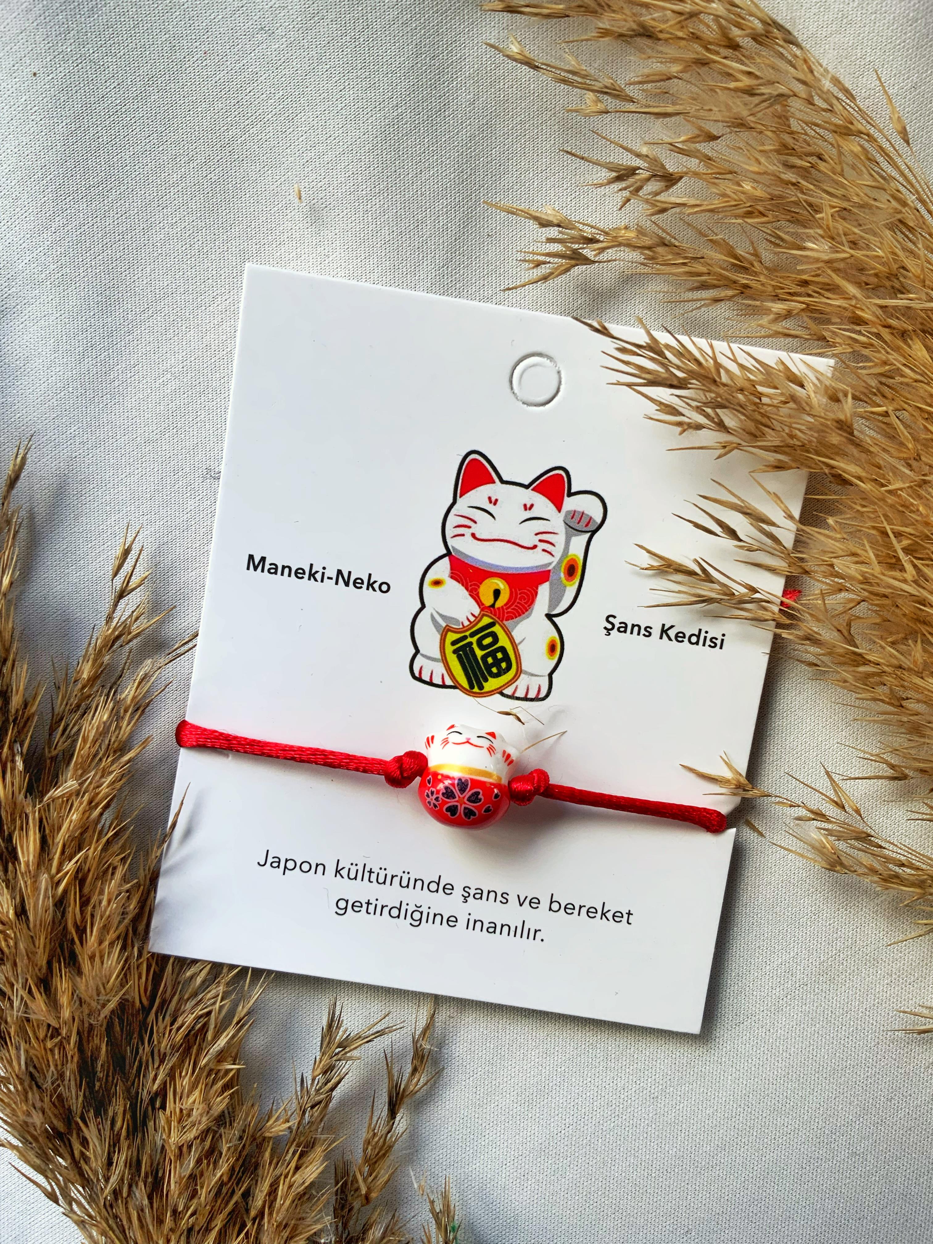 Şans Kedisi Seramik Maneki Neko Hediyelik Bileklik