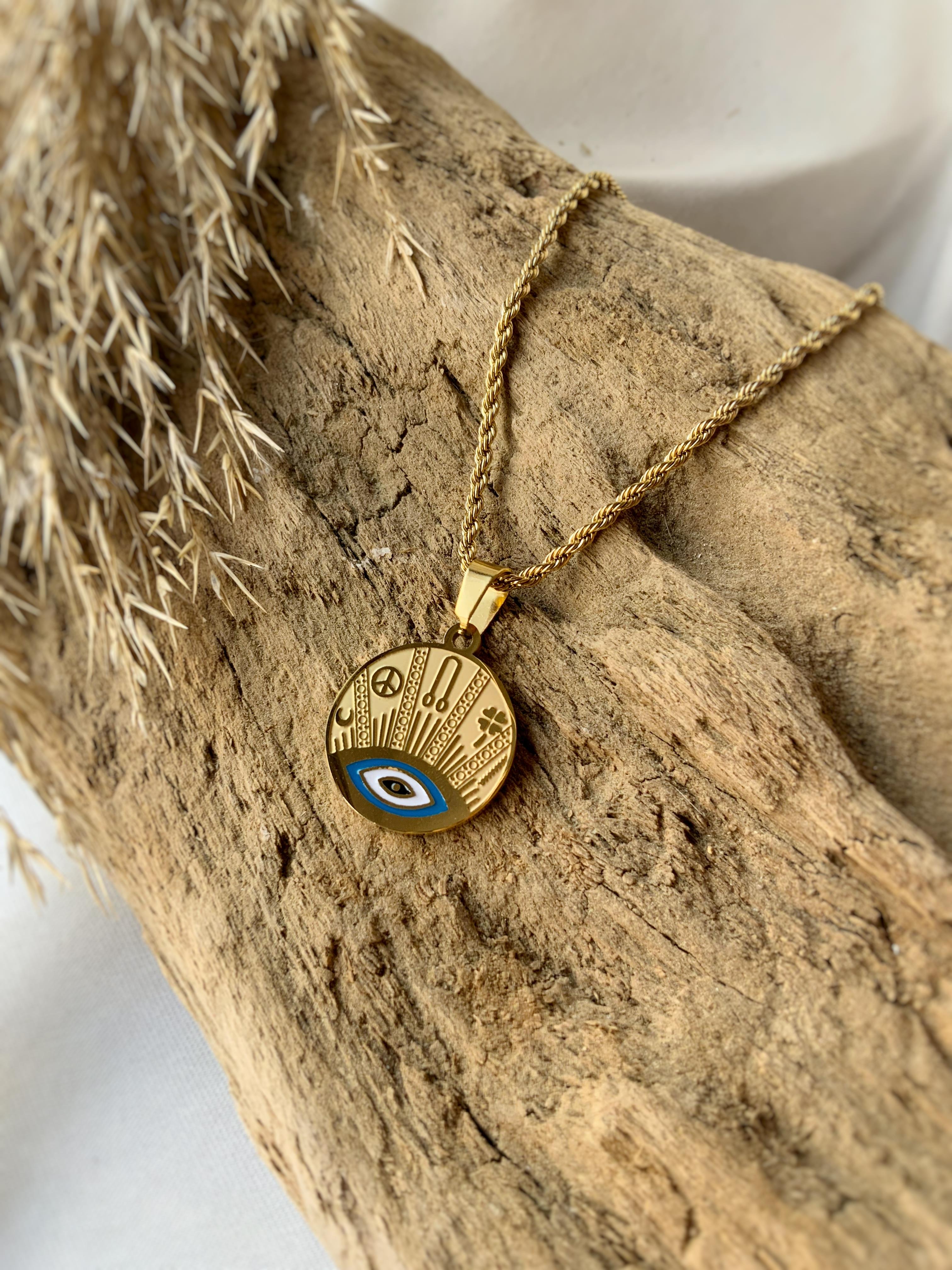 Şans ve Nazar Tılsımı Çelik Kolye