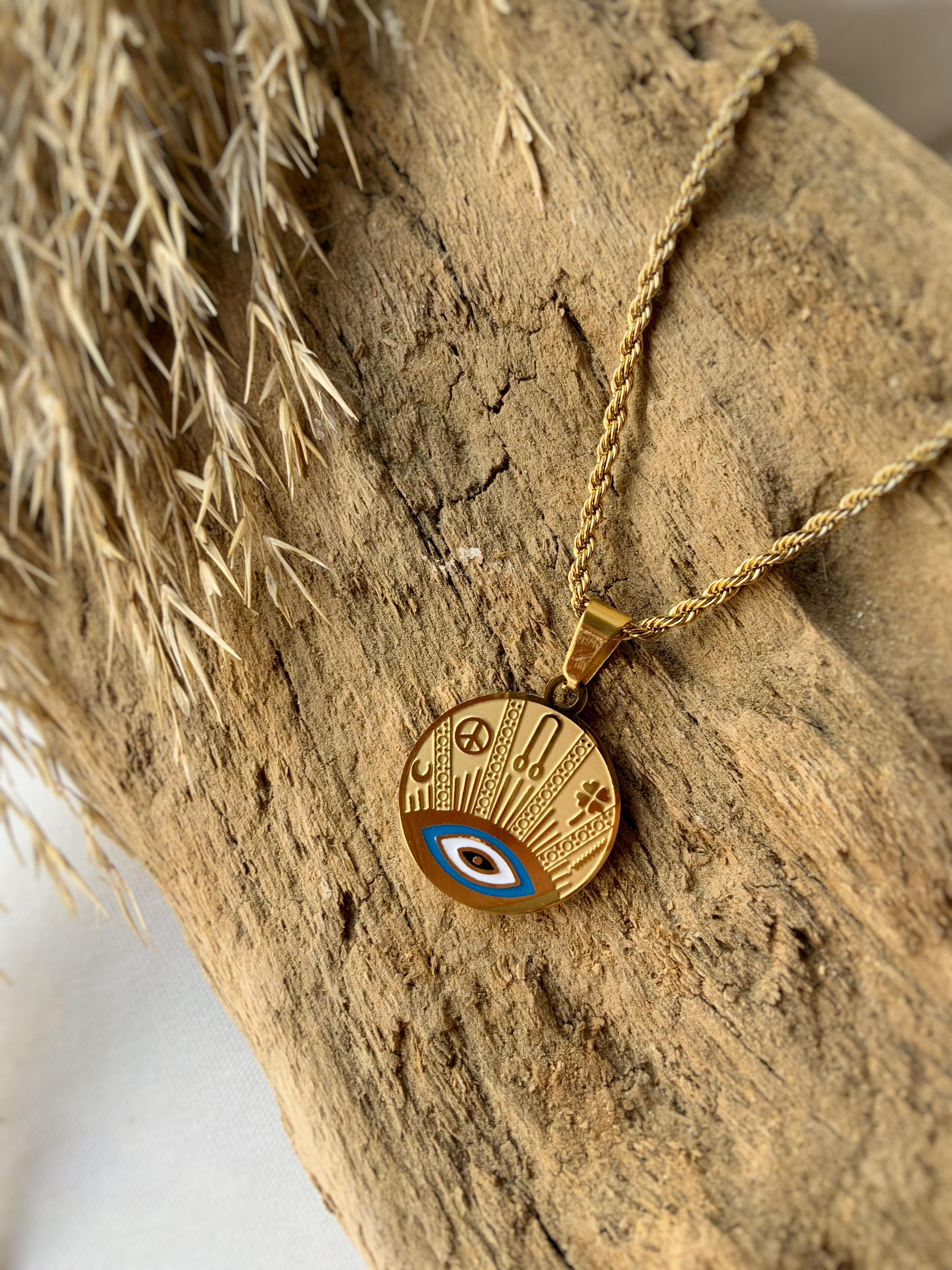 Şans ve Nazar Tılsımı Çelik Kolye