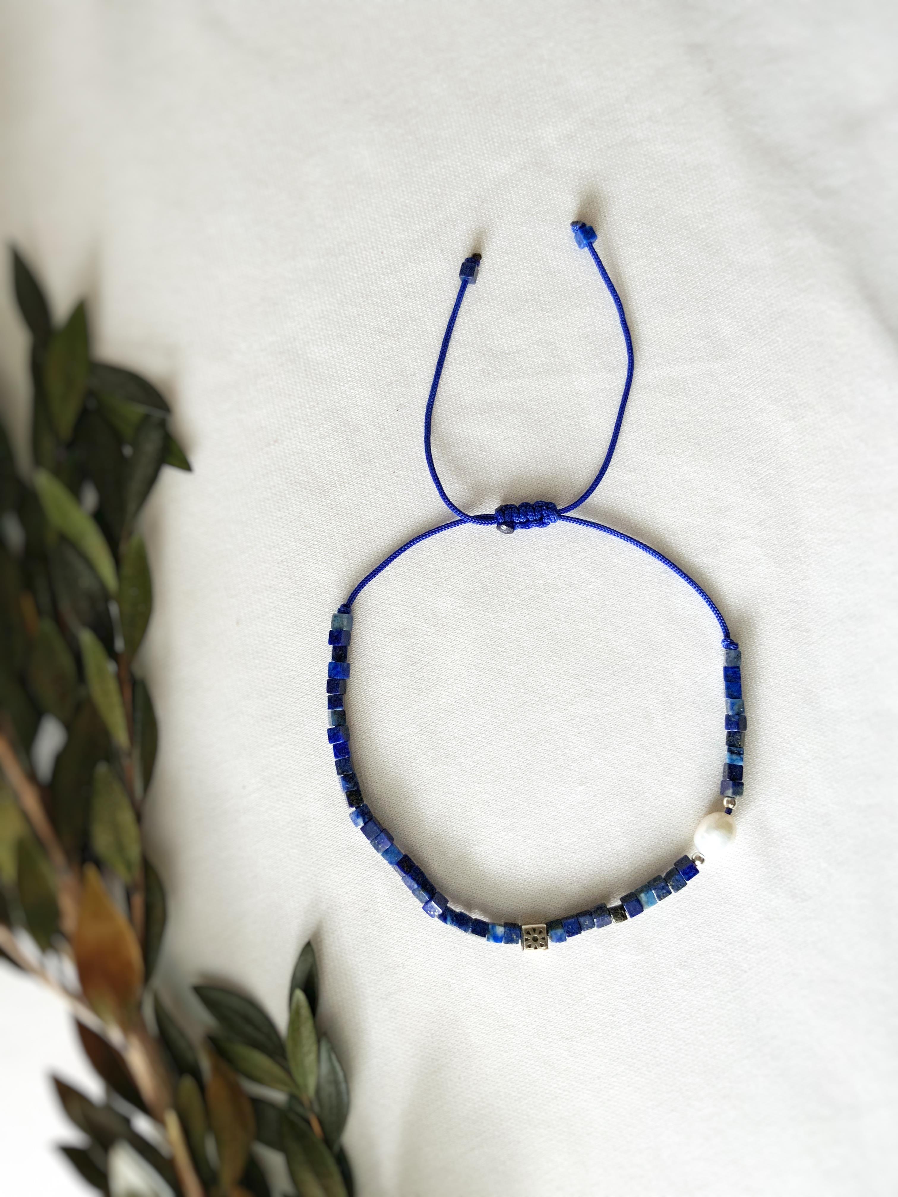 Suit Unisex Kare Lapis Lazuli Bileklik