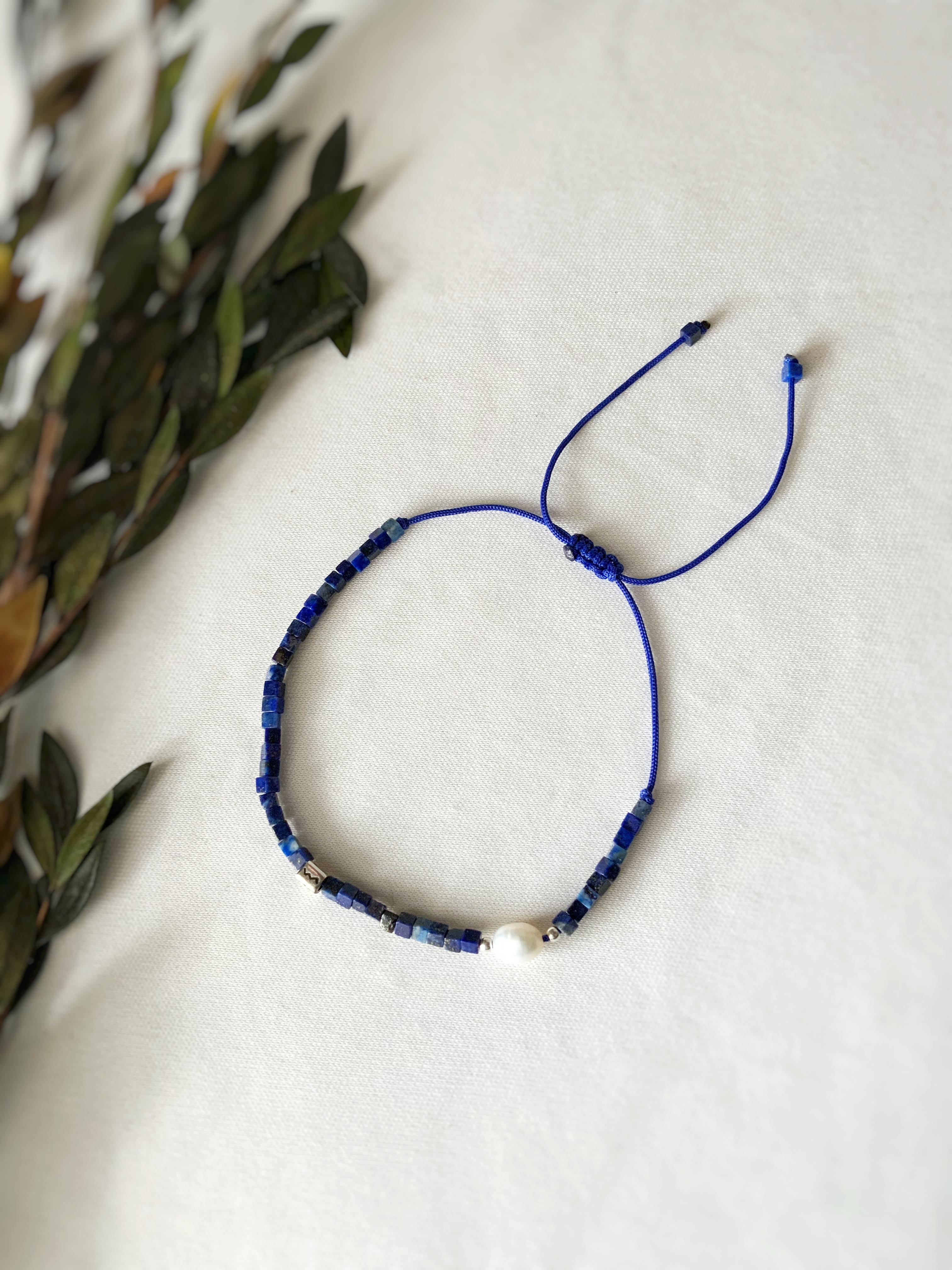 Suit Unisex Kare Lapis Lazuli Bileklik