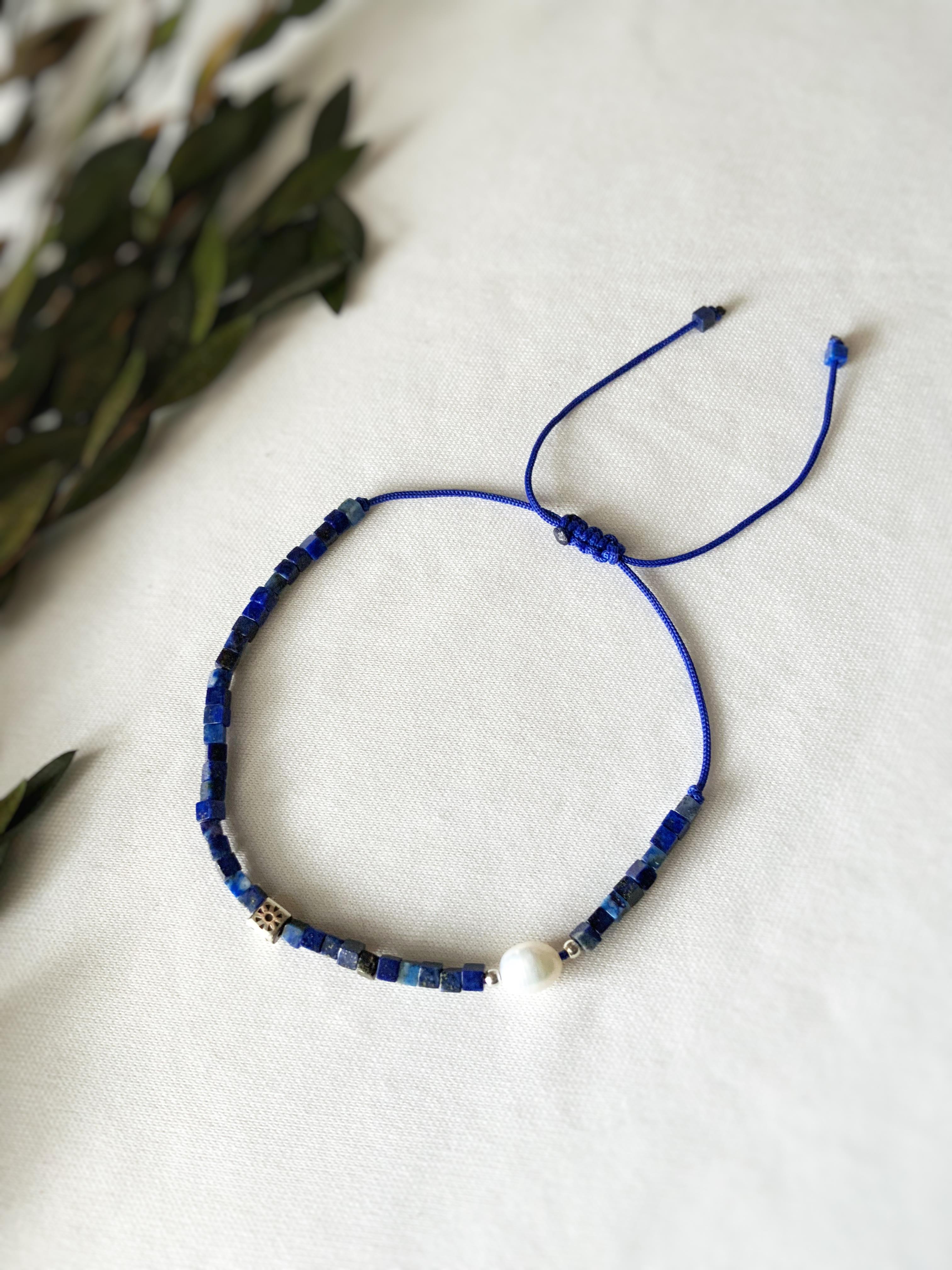 Suit Unisex Kare Lapis Lazuli Bileklik