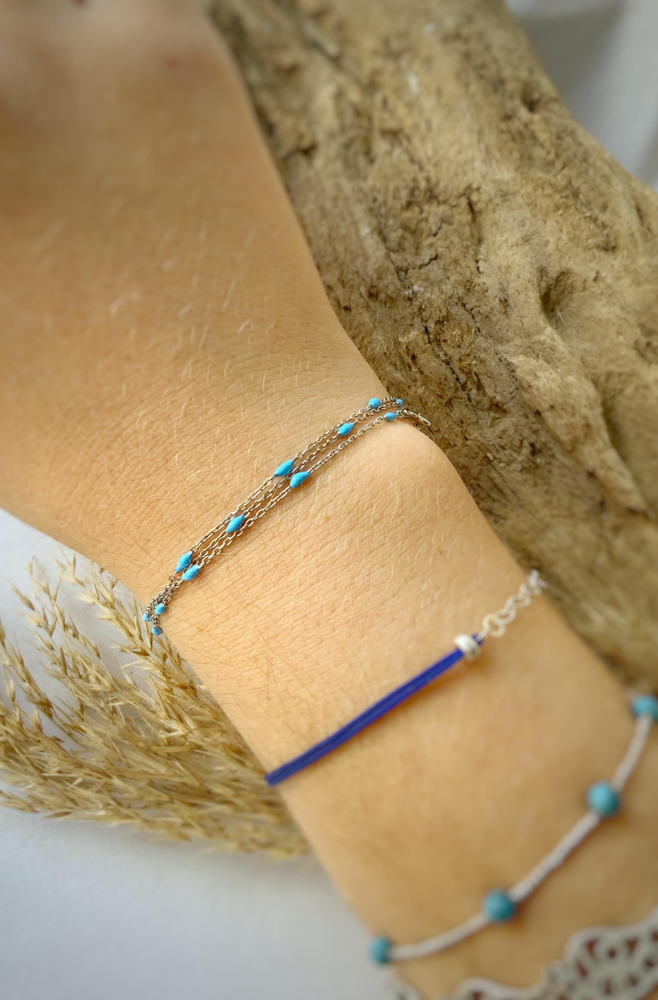 Turkuaz Mineli Gümüş Kolye