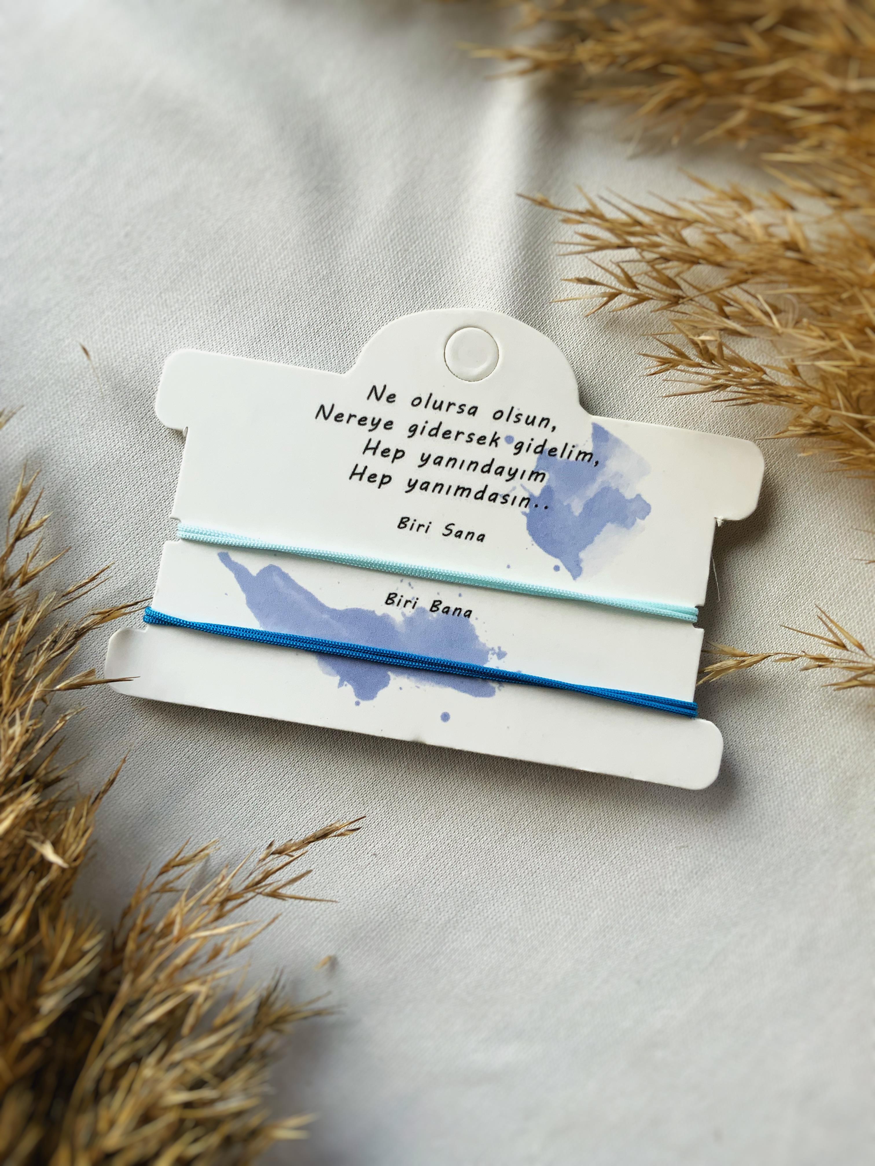 Unisex çift Bilekliği Makrome detaylı mavi Şans bilekliği eş sevgili bff