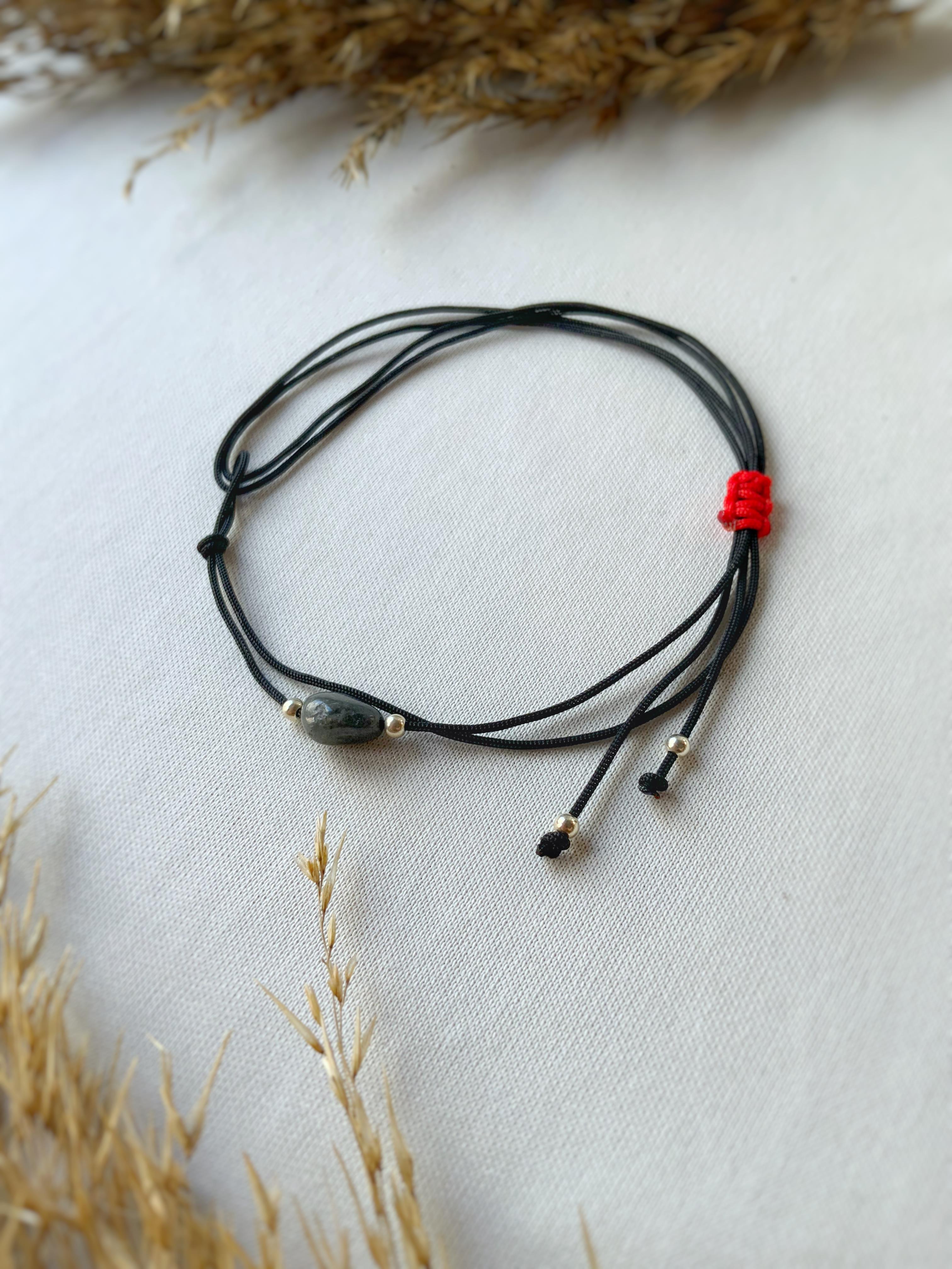 Unisex Labradorit Taşlı Kiraz Bileklik / Halhal