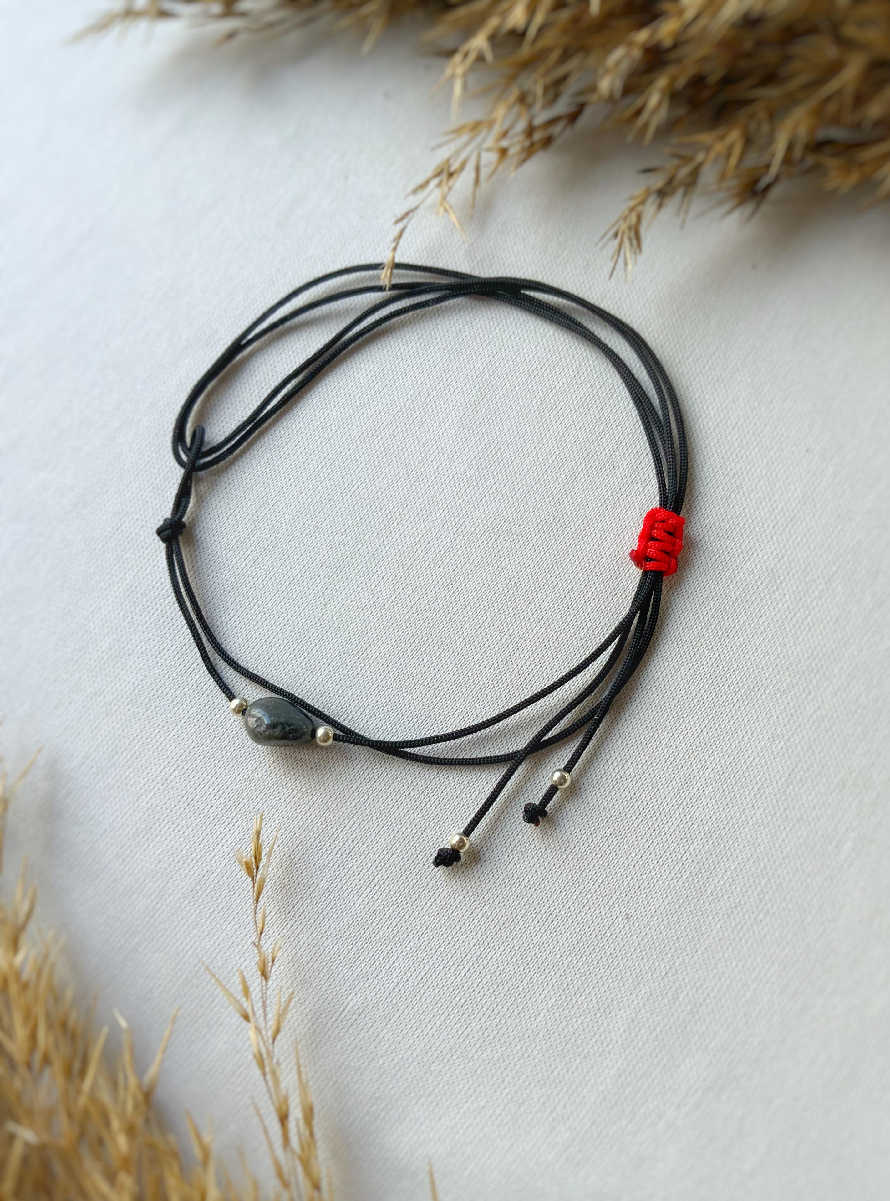 Unisex Labradorit Taşlı Kiraz Bileklik / Halhal