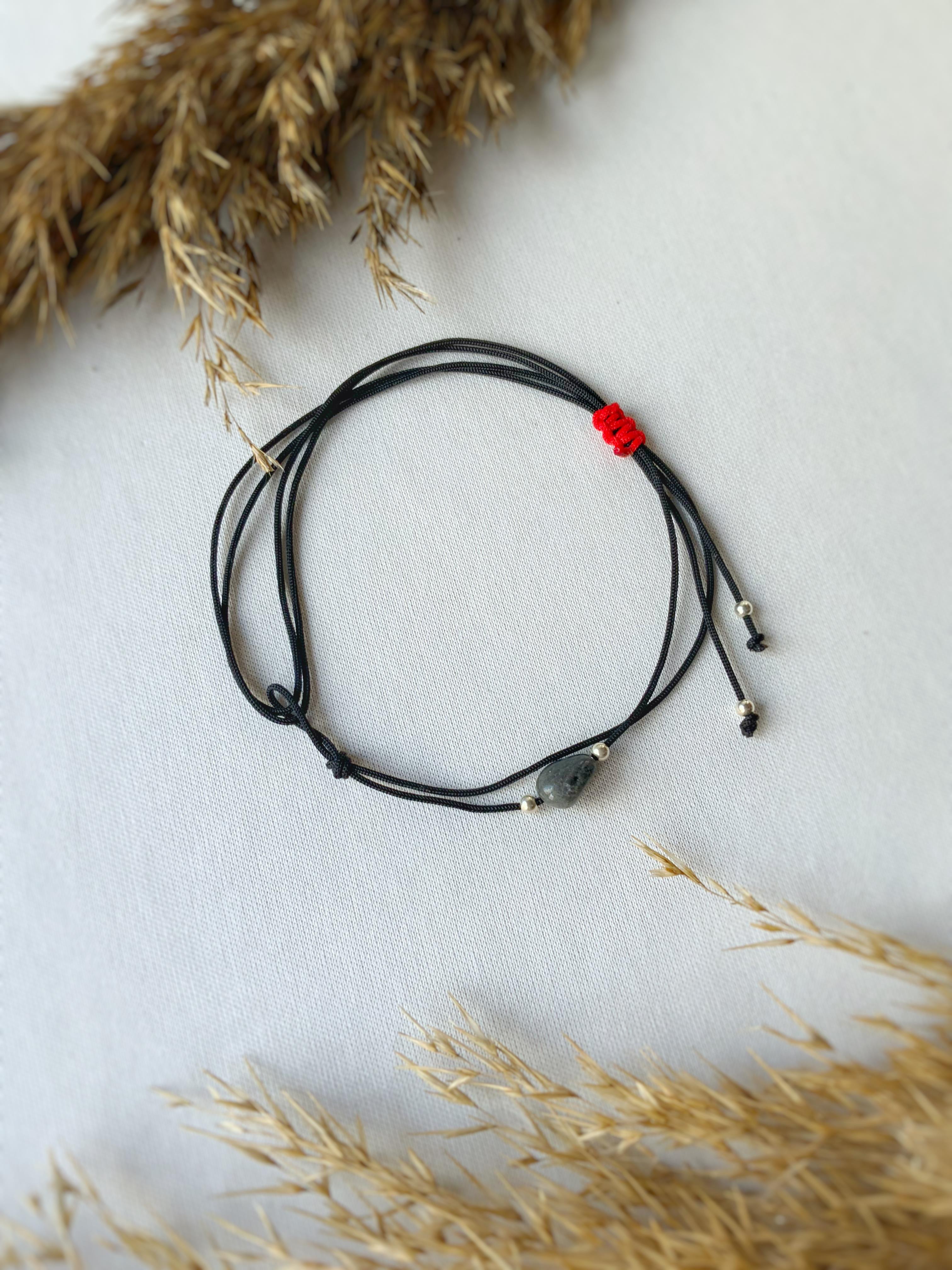 Unisex Labradorit Taşlı Kiraz Bileklik / Halhal