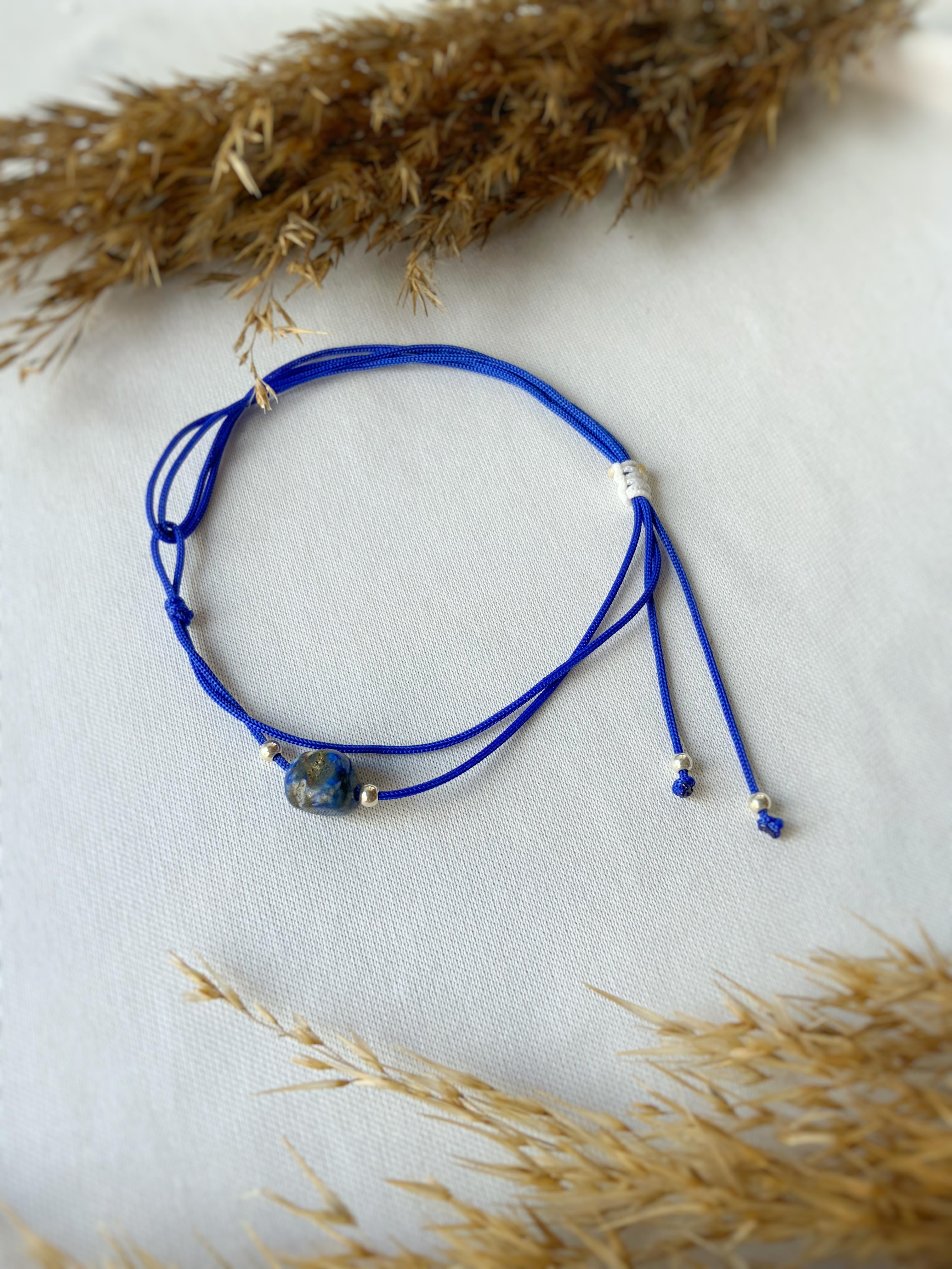 Unisex Lapis Lazuli Kiraz Bileklik / Halhal