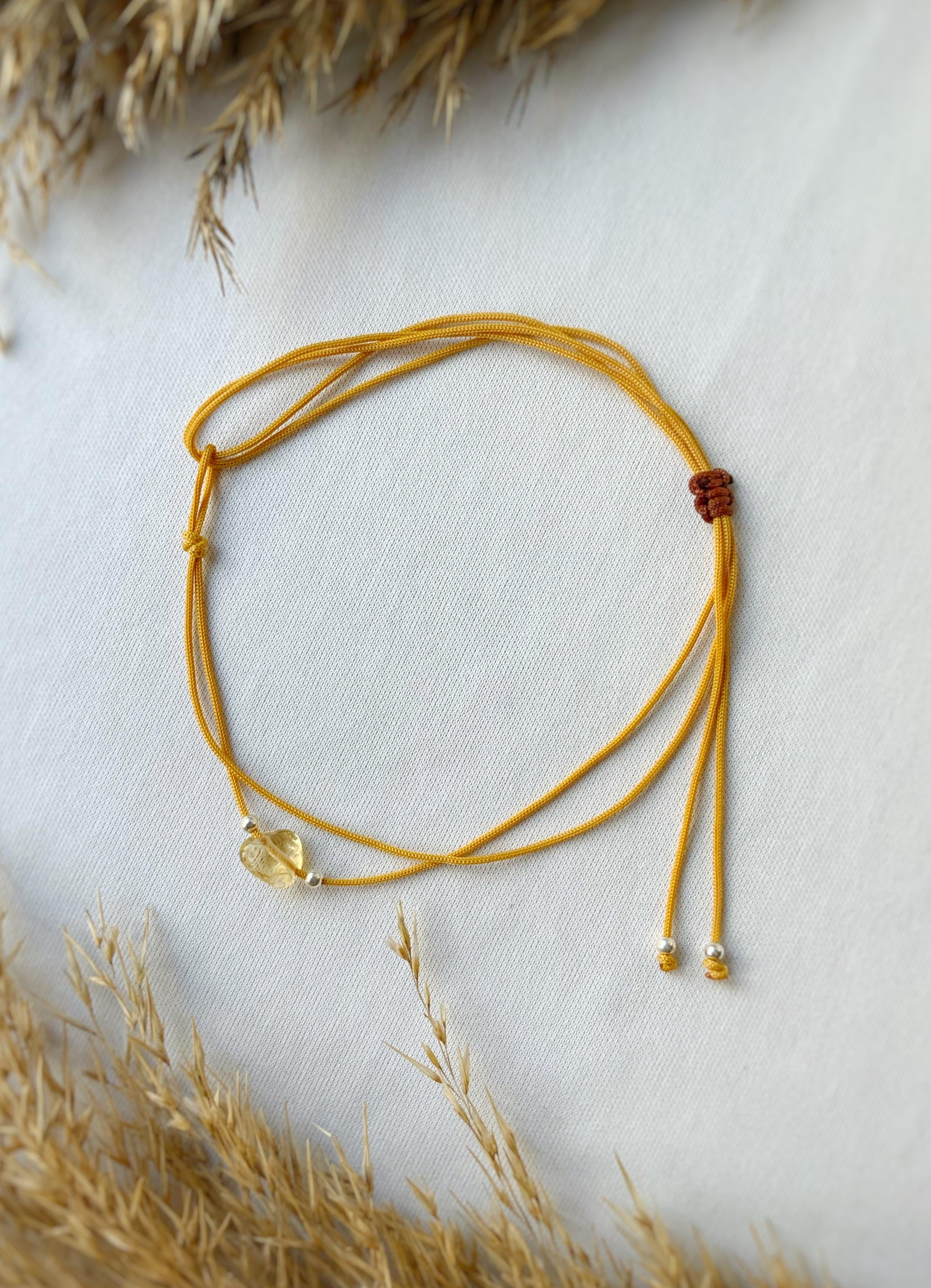 Unisex Sitrin Taşlı Kiraz Bileklik / Halhal 