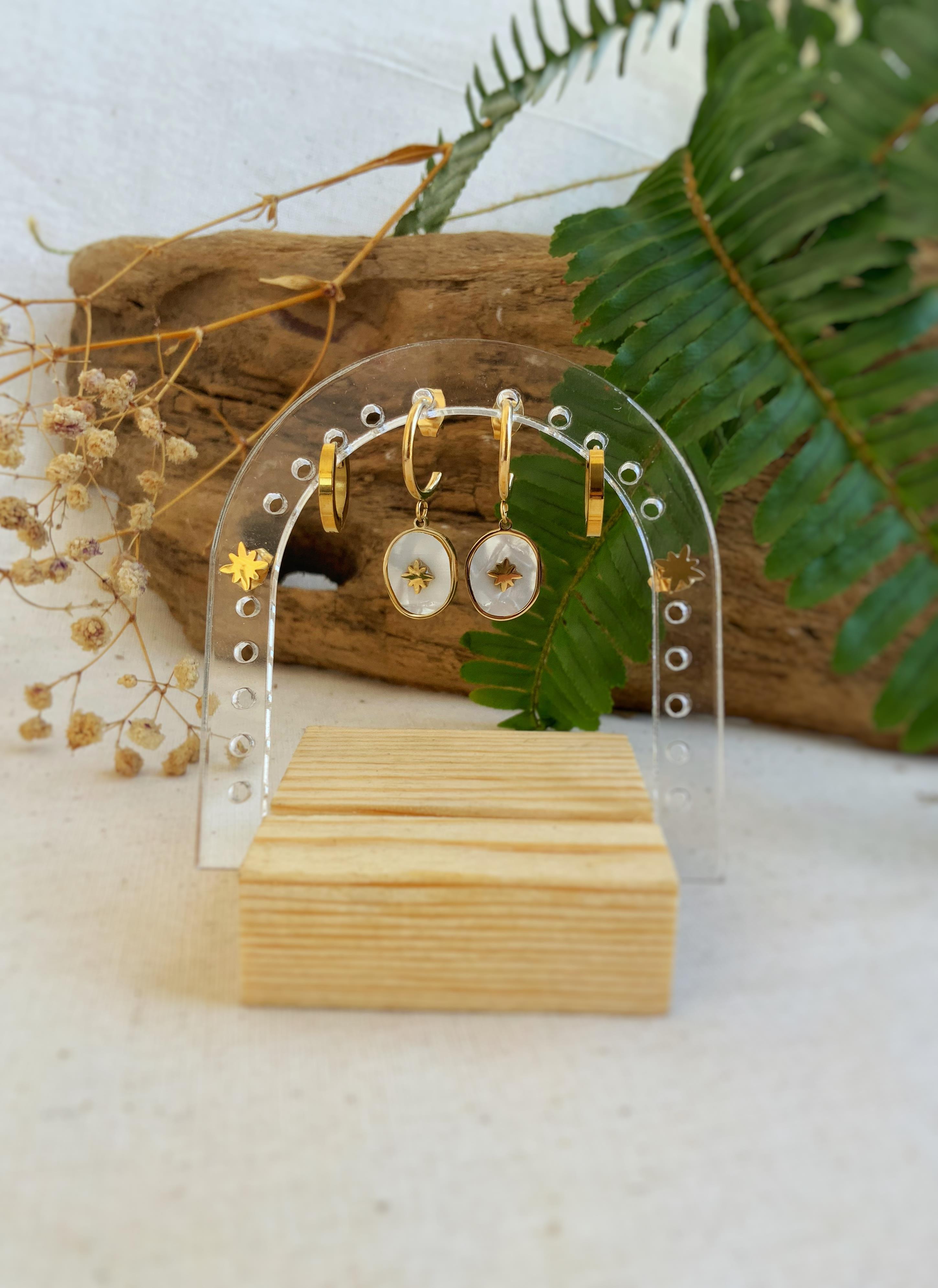 Yıldız Çelik Küpe Seti + Küpelik