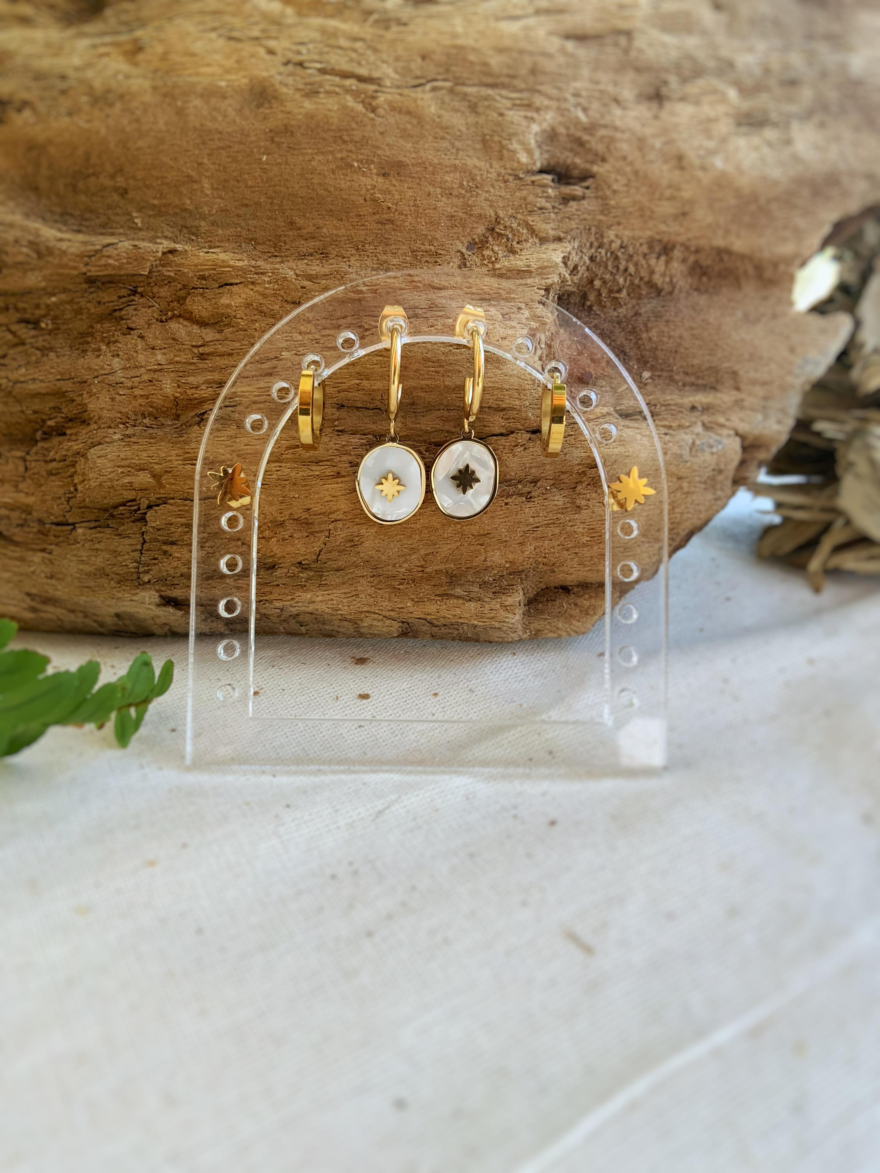 Yıldız Çelik Küpe Seti + Küpelik