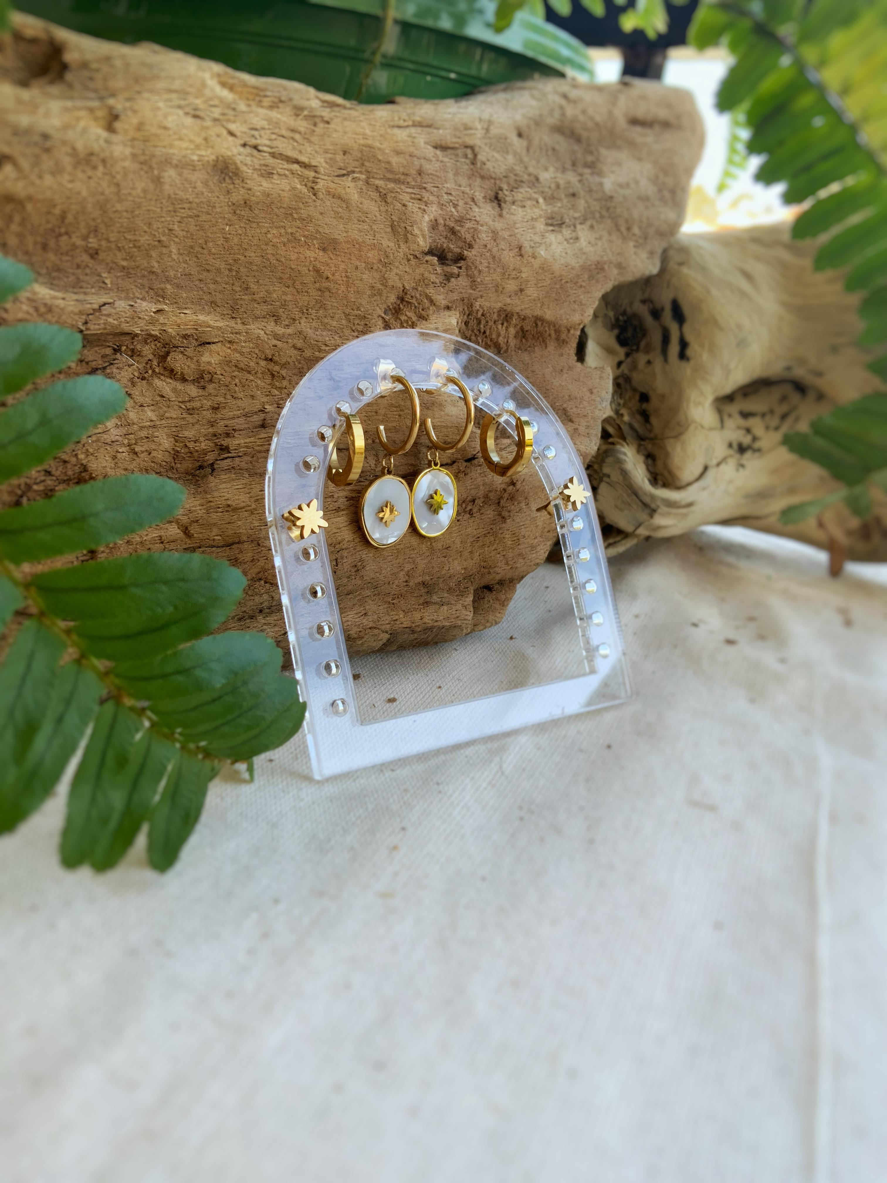 Yıldız Çelik Küpe Seti + Küpelik